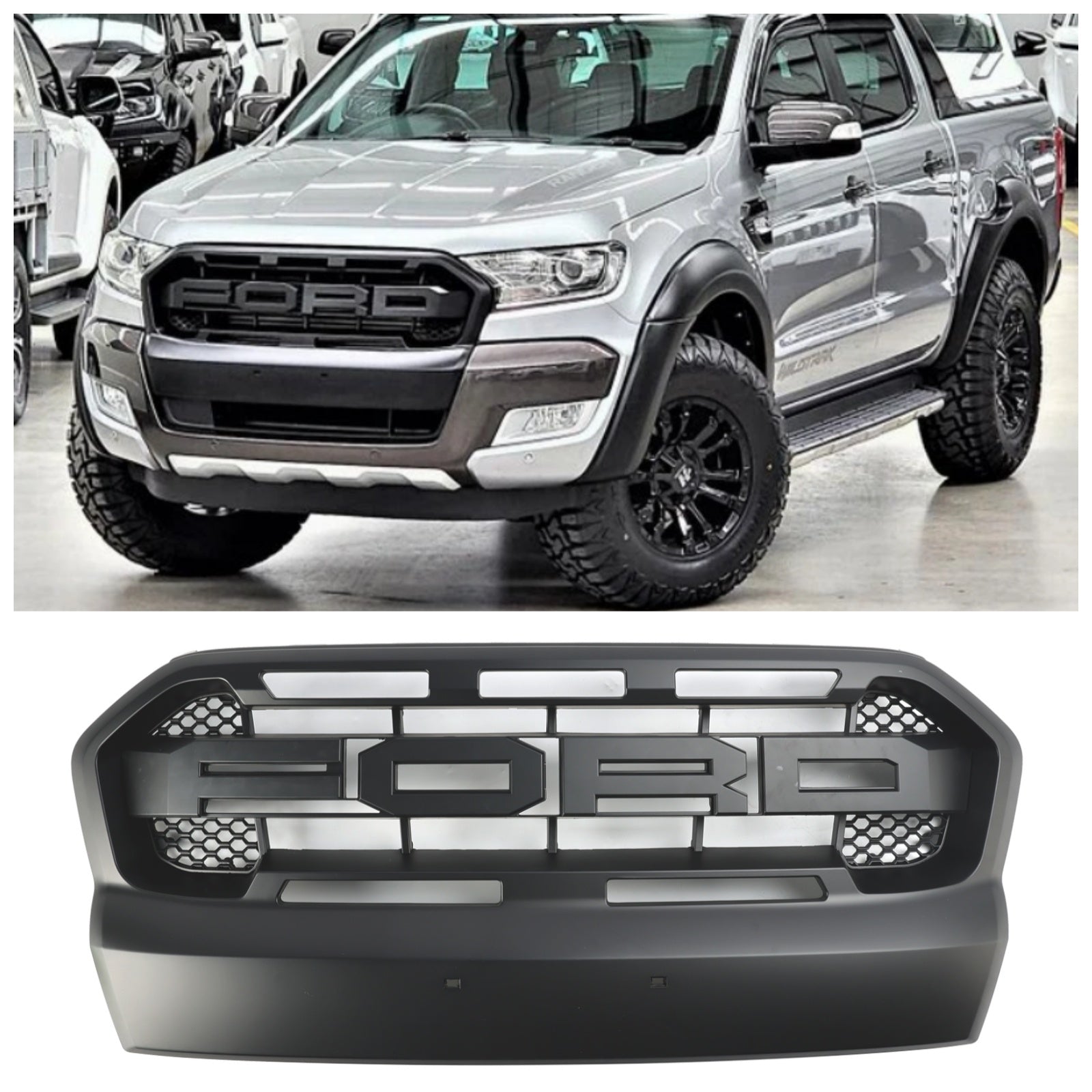 Protection Grid ennen Ford Ranger 2015 2019 Raptor Style Noir Mat Ranger Raccer