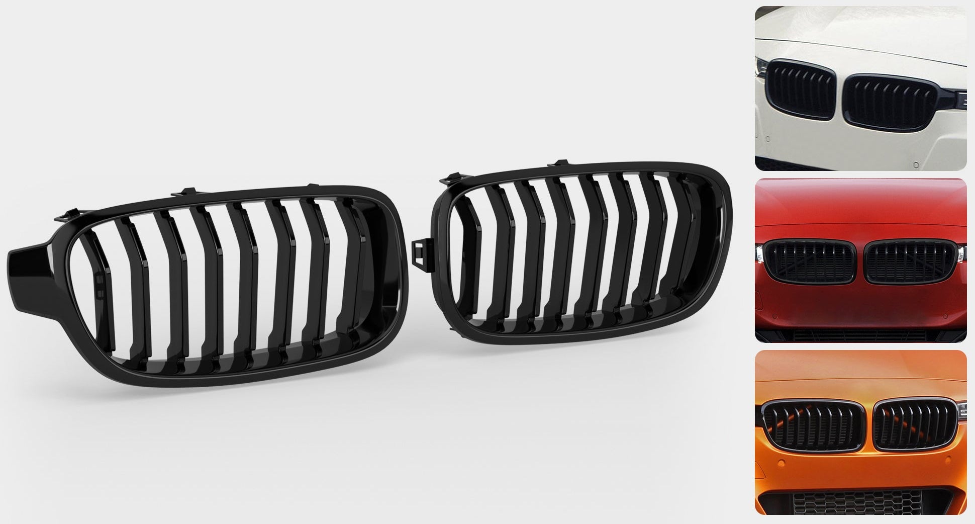 2012-2019 BMW 3 Series F30 F31 F35 Grilla de riñón delantero negro brillante