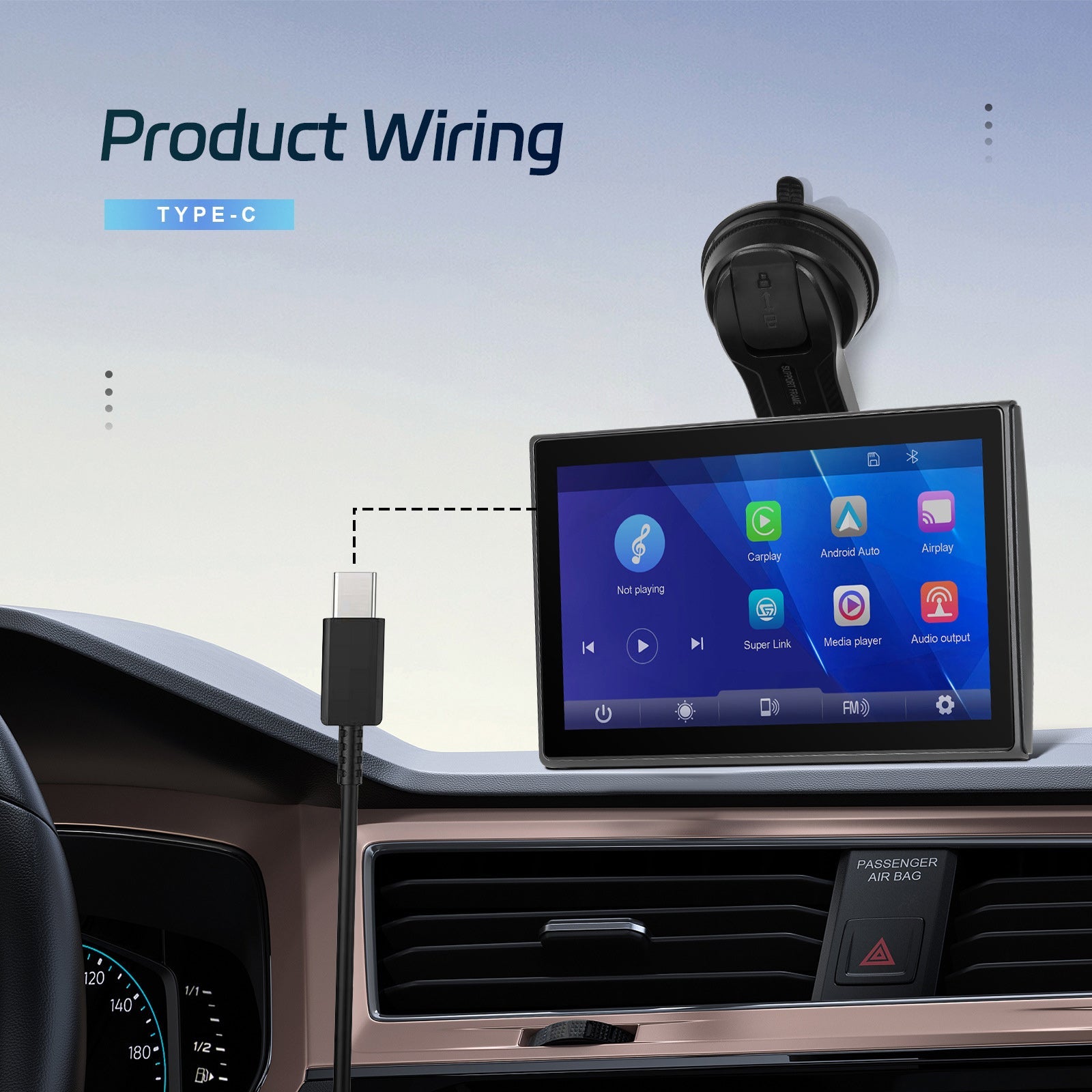 Touchscreen completo da 7 pollici Apple CarPlay Display con commutazione automatica Android Fotocamera AHD