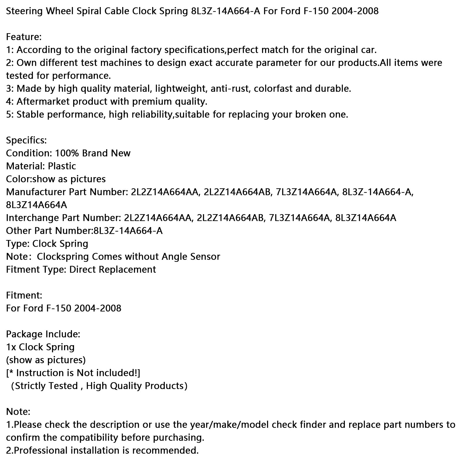 Volan kabel za Ford F-1504-2008, pomlad 8L3Z14A664-A