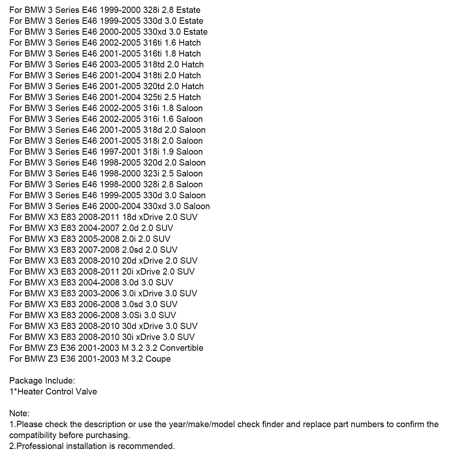 Valvola di controllo del riscaldamento 64118369807 per BMW 3 E46 316CI 1.6 Coupé 2000-2006