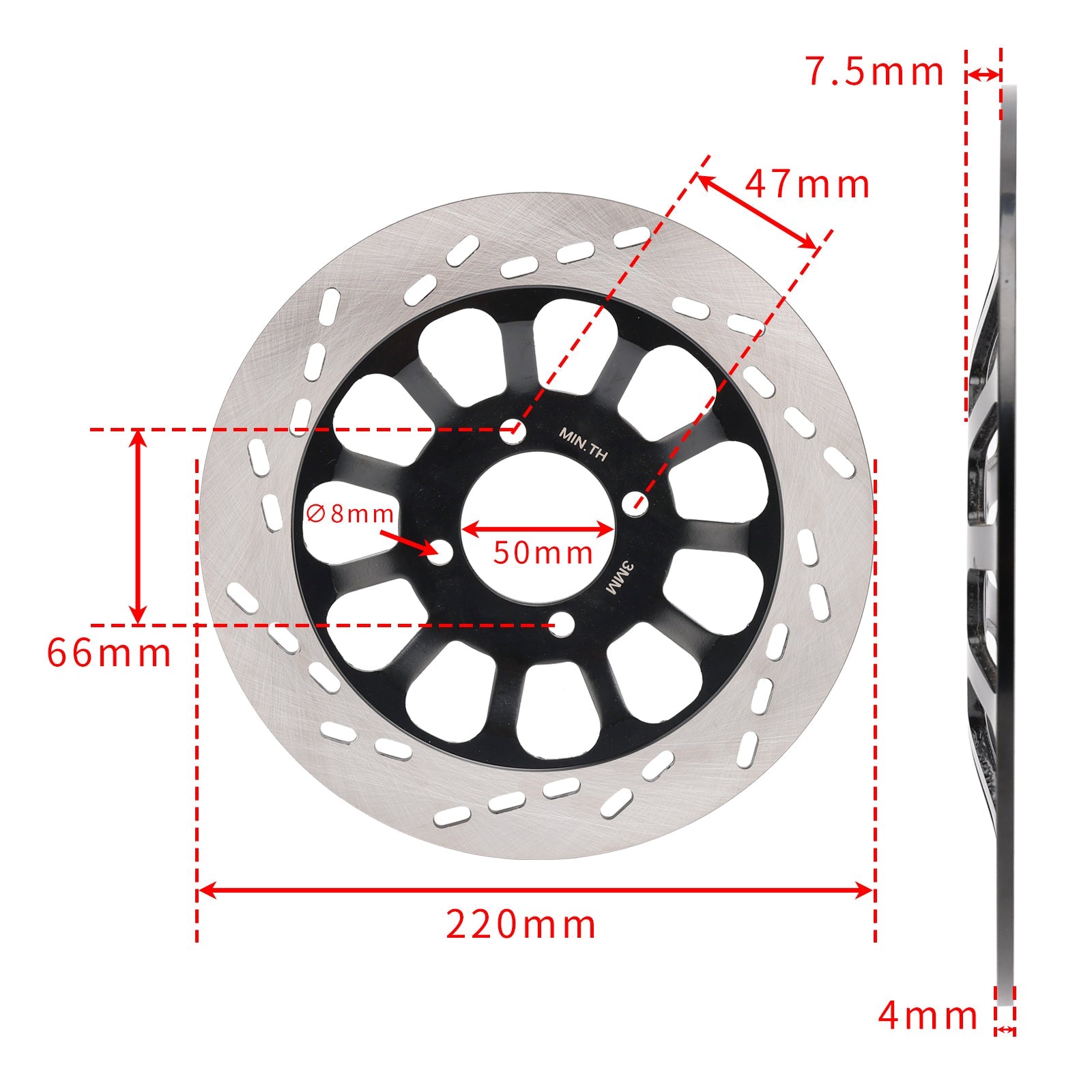 Disco di freno anteriore solido 220 mm per Suzuki GN125 NF41A 4T GN125E 1982-2001