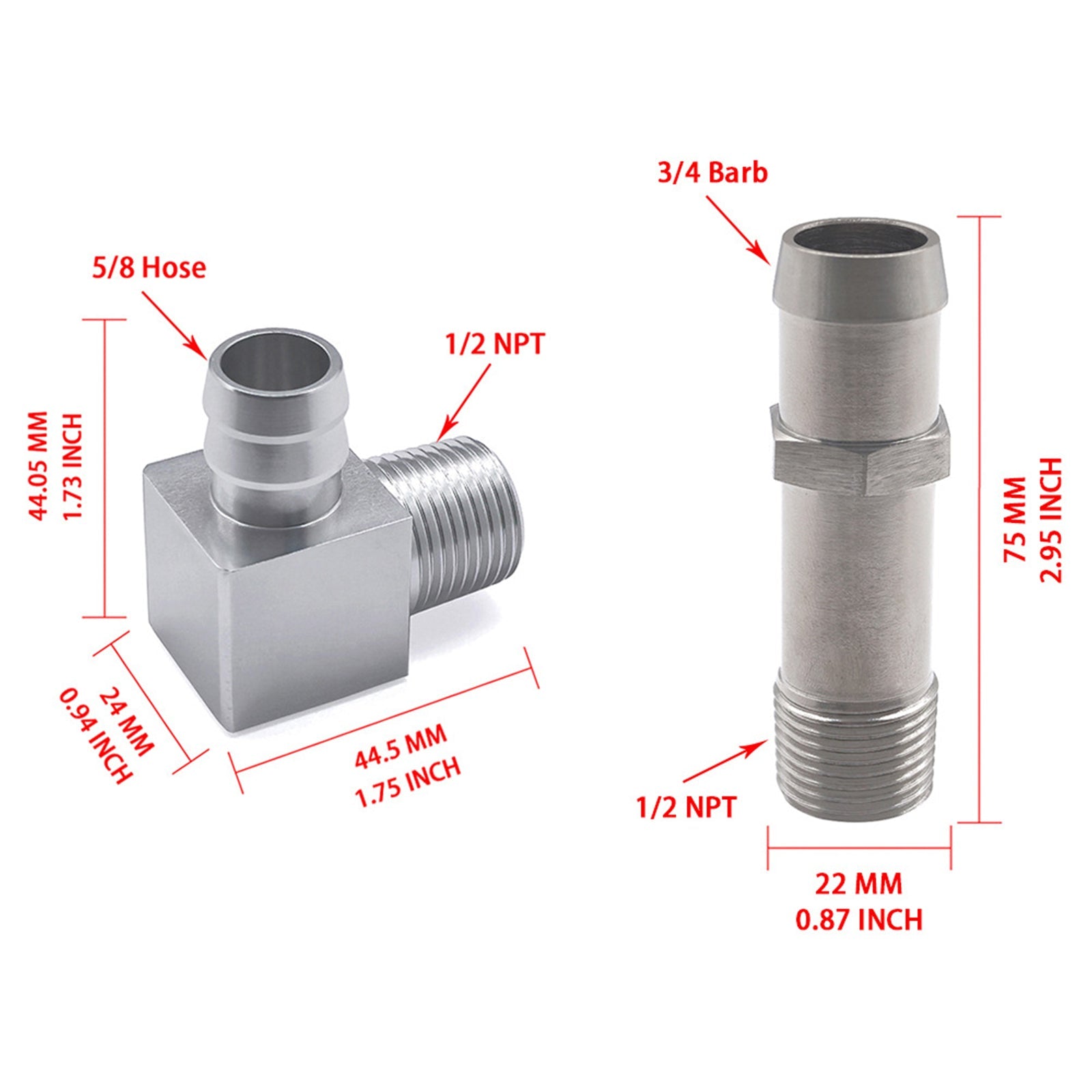 2 priključka za ogrevalne cevi 3/4""za vodno črpalko in dovod 5/"8""za motorje Chevy SBC V8"