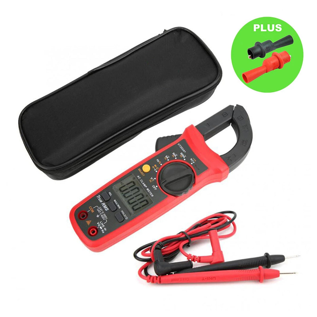 UT202A+ Digitale stroomtang, 6000 tellingen, automatische bereikselectie, True RMS-multimeter, NCV