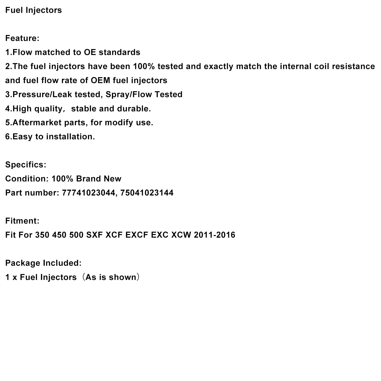 Inyectores de combustible para los modelos 350, 450 y 500 SXF, XCF, EXCF y EXC (2011-2016) : referencias 75041023144 y 77741023044