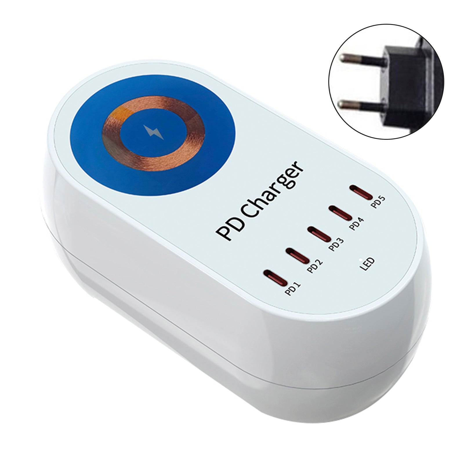 Caricatore multiport magnetico wireless PD 140 W, carico rapido, laptop e telefono cellulare, presa UE