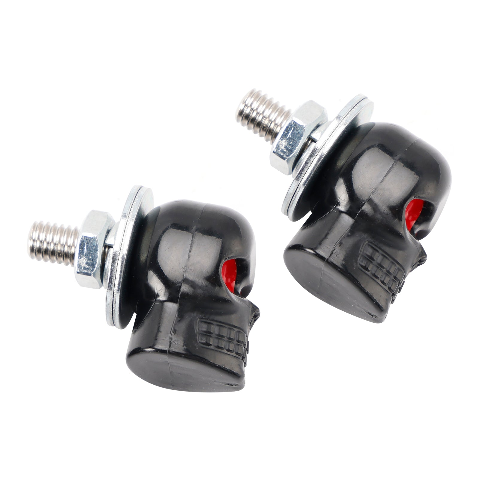 4x mutterit mustan muovisen rekisterikilven moottoripyörää ja polkupyörää, kalloa, ruuvattavaksi kehykseen