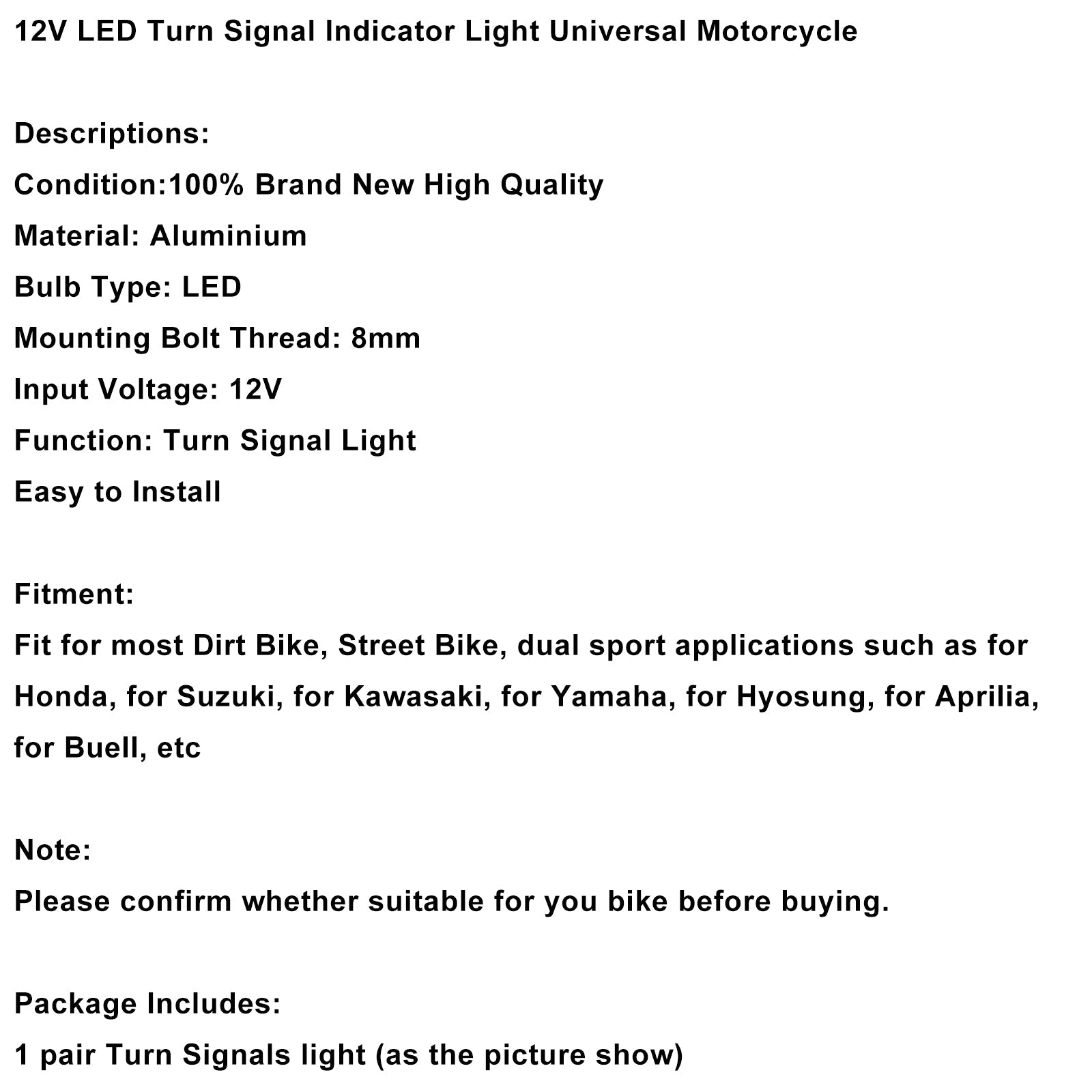 LED Flashing 12 V 8 mm Universal for Yamaha Motorcycle