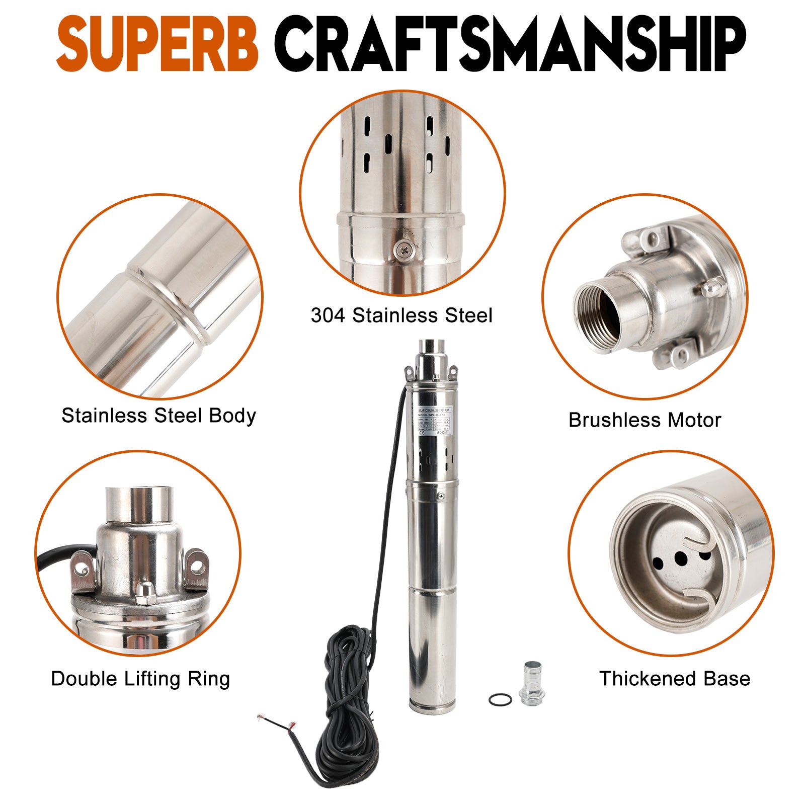 3" 12V 150W MPPT Screw Solar Bore Pump Submersible Deep Well Hole Steel
3" 12V 150W Deep Well Solar Submersible Bore Hole Water Pump Built-in MPPT