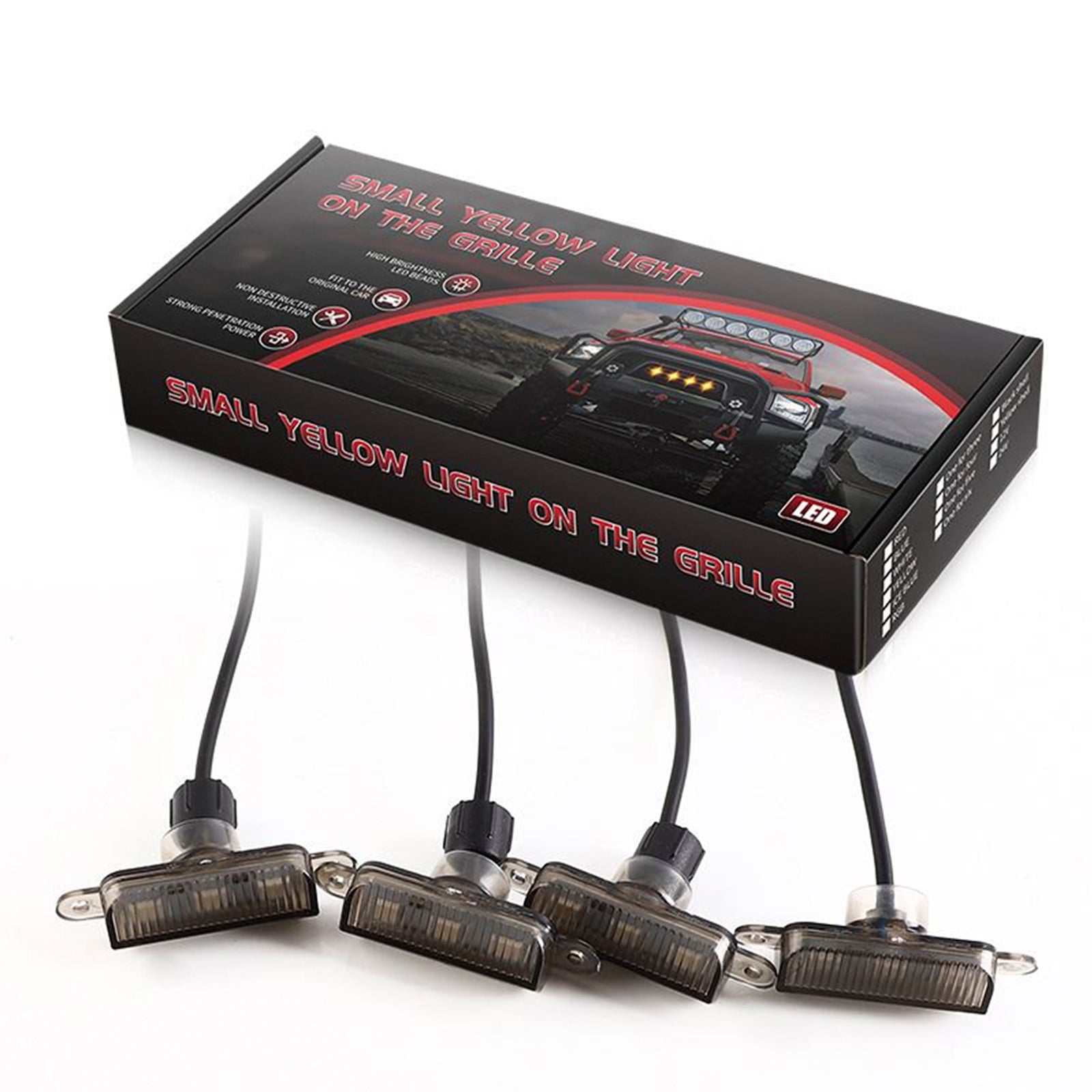 Zestaw 4 świateł LED RGB do przedniego grilla z kontrolerem'zastosowanie dla pojazdów terenowych typu SUV