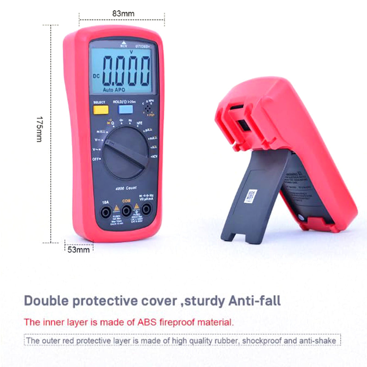 UT136C+ digitale multimeter: AC/DC-multimetertester, voltmeter, ampèremeter, ohmmeter