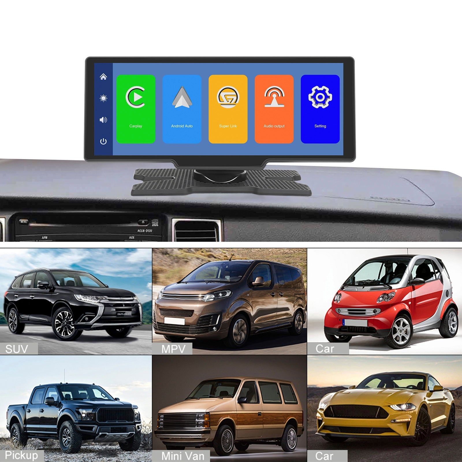 Boordnavigatiesysteem met 10,26 inch HD-scherm, CarPlay en 12 inch LED-camera.