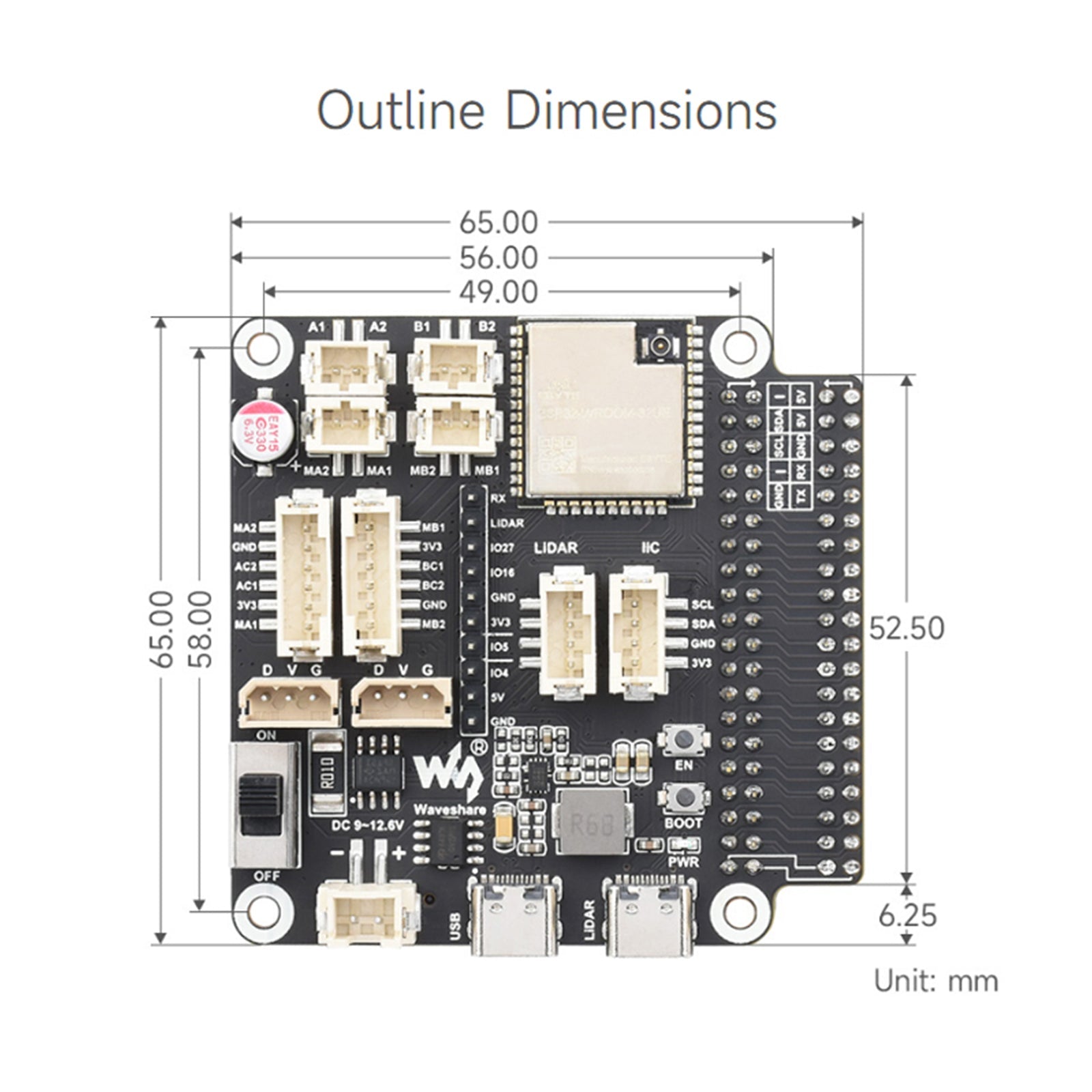 Universeel robotstuurbord ESP32-WROOM-32 Multifunctioneel ontwikkelbord