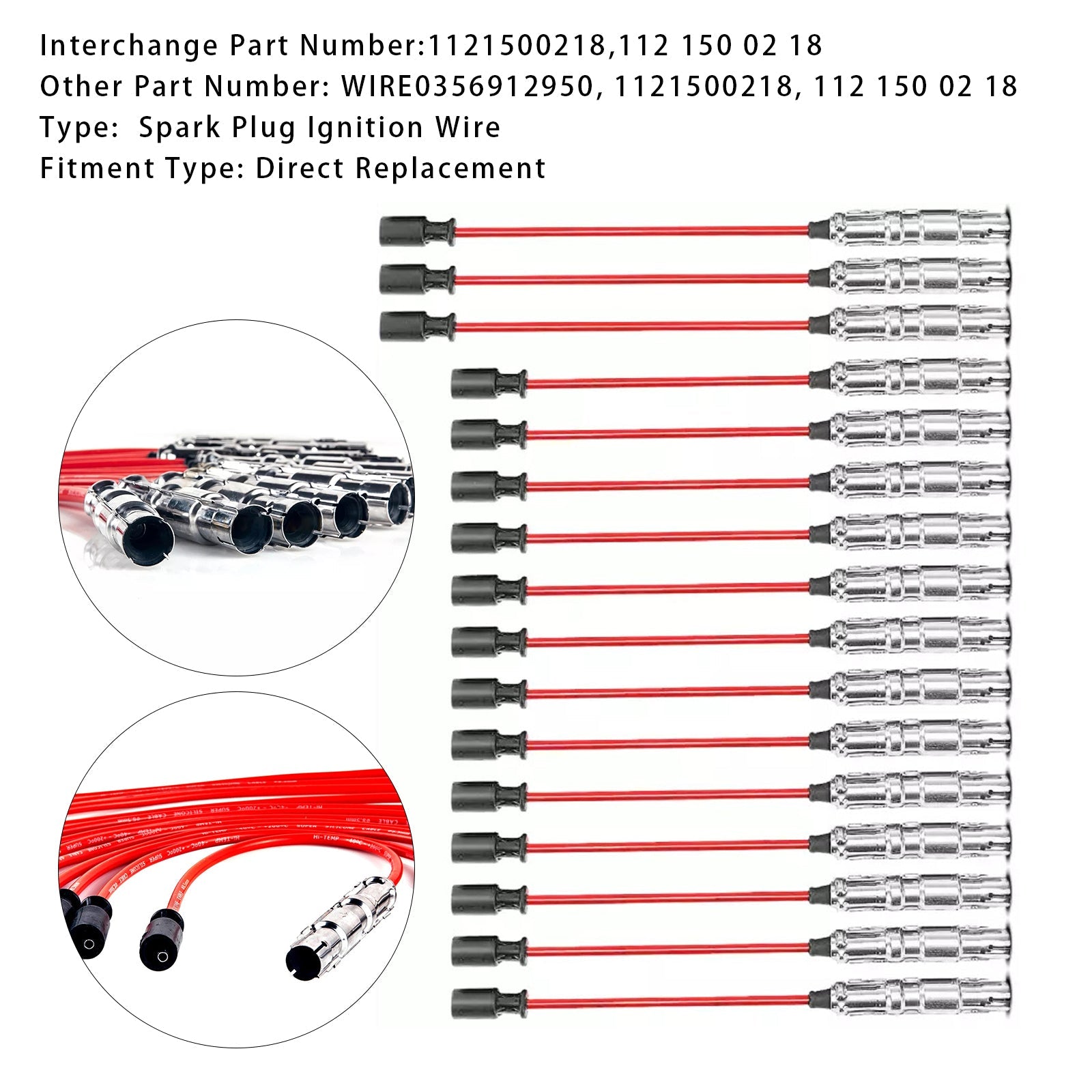 Set di 16 fili'accensione per candele'accensione 1121500218 per Mercedes Benz ML SLK 320 350