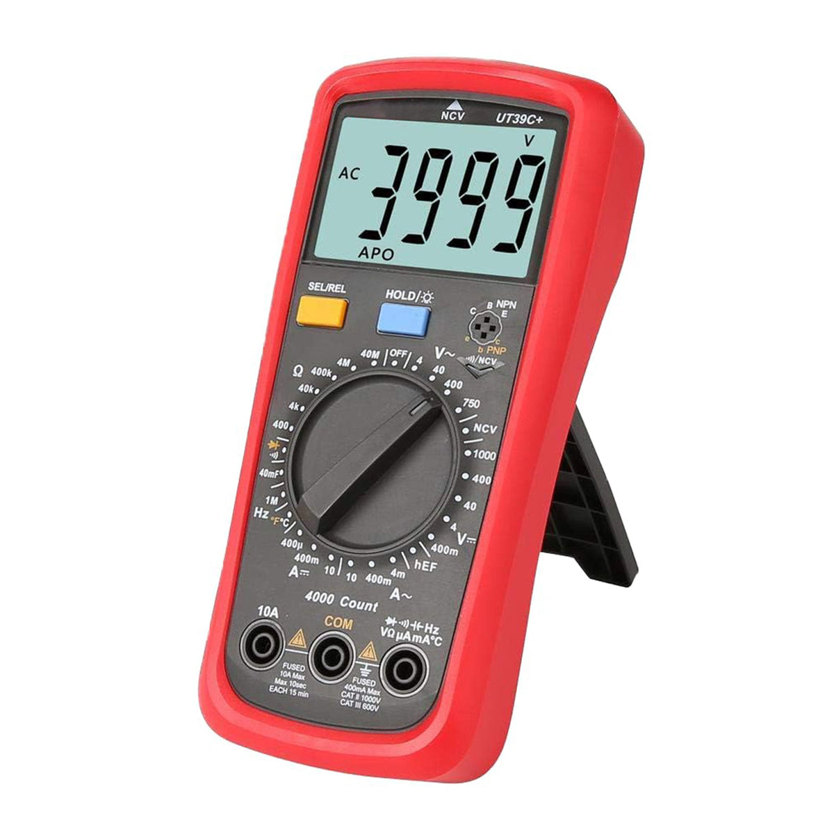 UT39C+ digitale multimeter: AC/DC voltmeter, diode- en condensatortester.