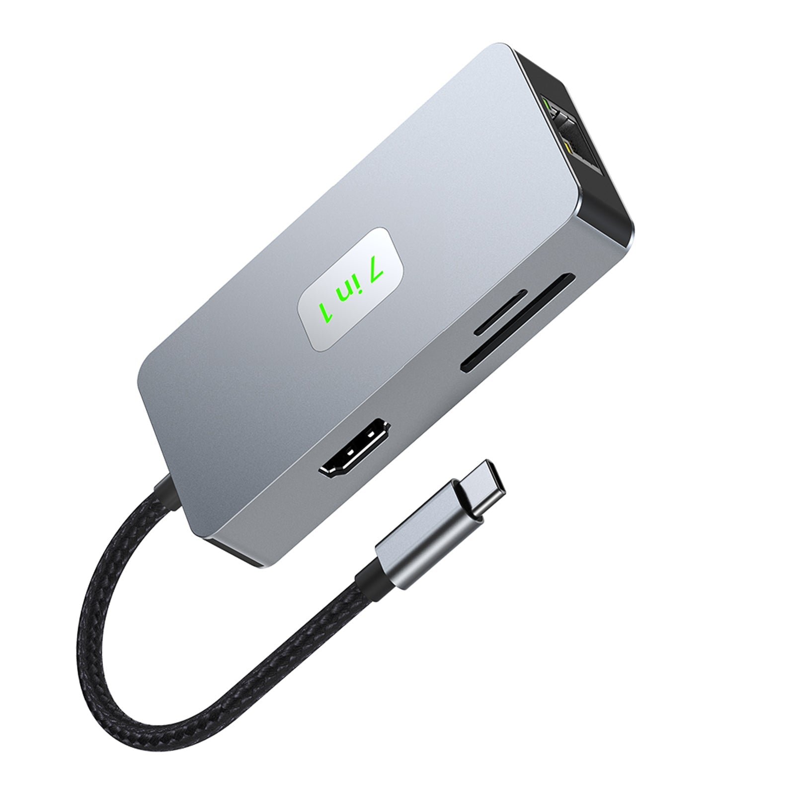 7 in 1 TYPE-CtoRJ45 2.5G 10G USB3.2 HDMI PD100W SD TF Interface Hub Adapter