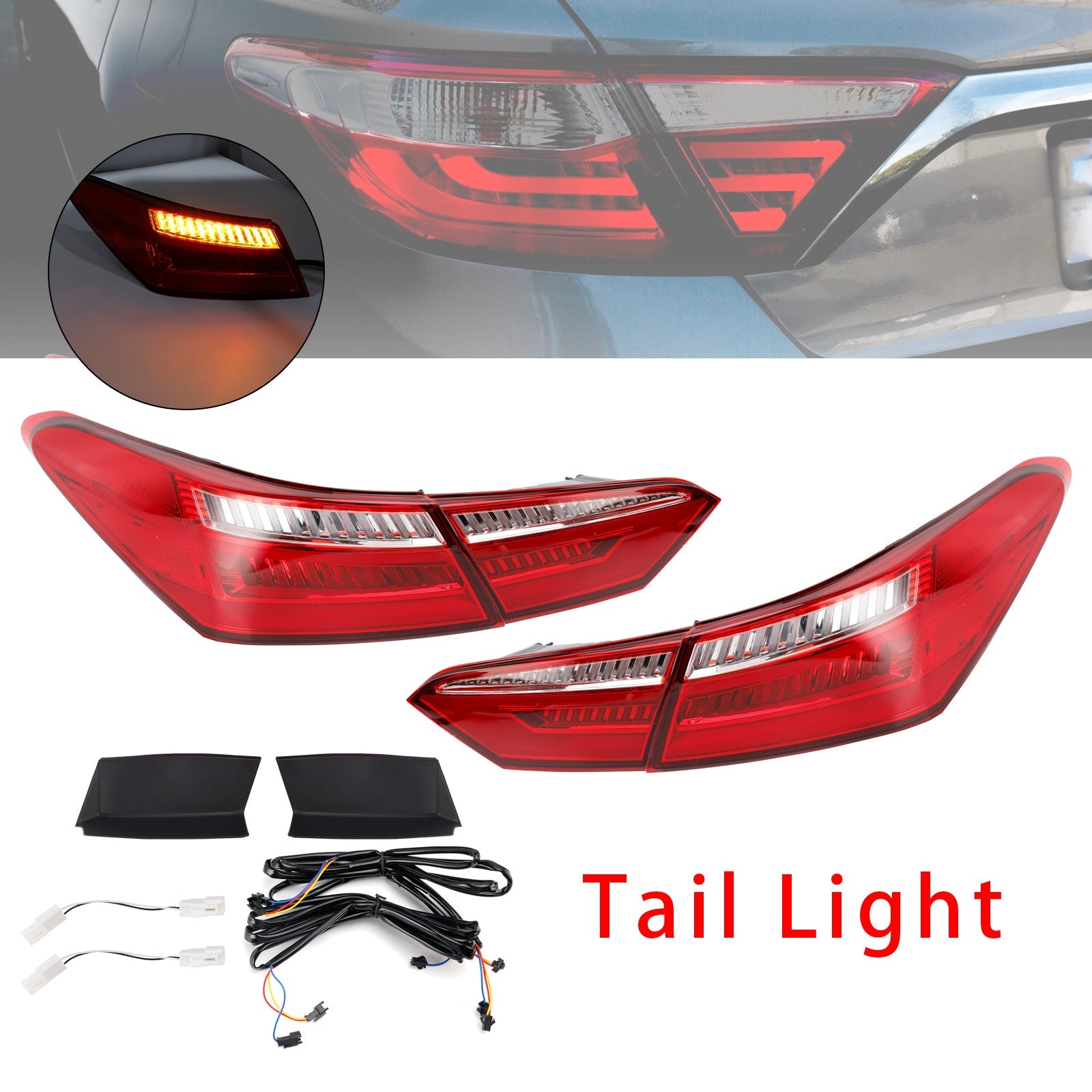 Feux arrière à LED rouges (gauche et droite) pour Toyota Camry Berline 4 portes (2016-2021)