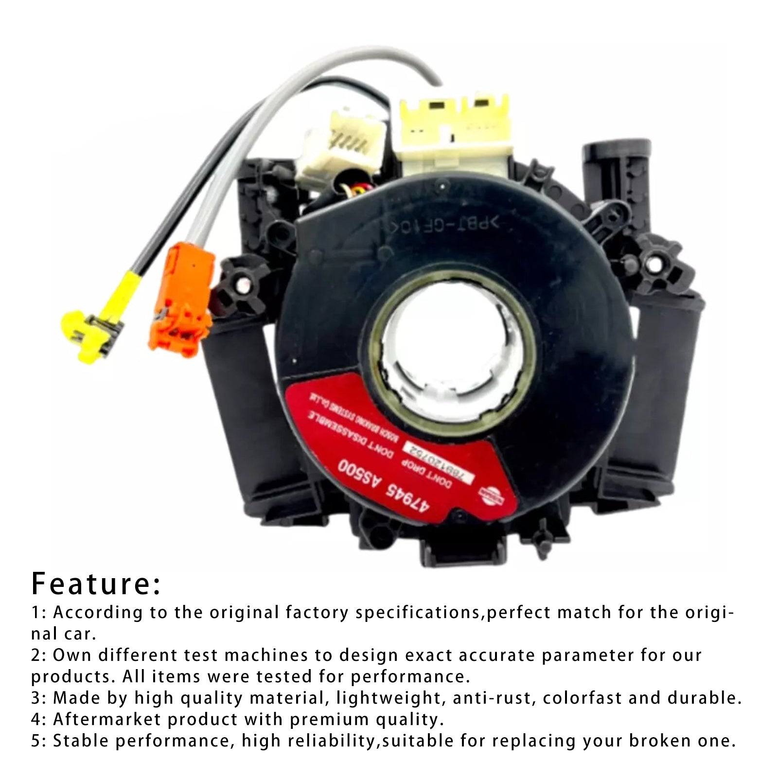 Resorte de reloj + conjunto de sensor de ángulo de dirección 47945-AS500 para NISSAN 2003-2017