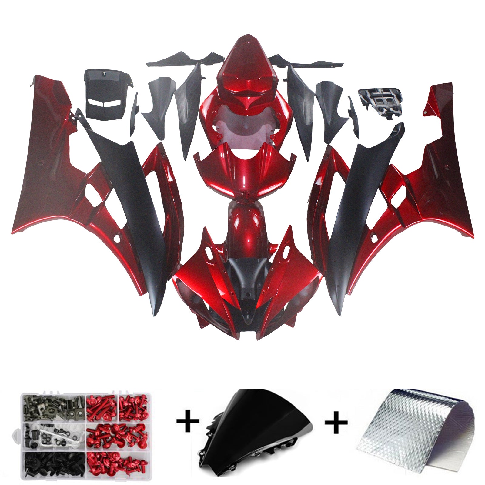 Nouveau kit de carénage en plastique moulé par injection rouge et noir pour Yamaha YZF R6 2006-2007