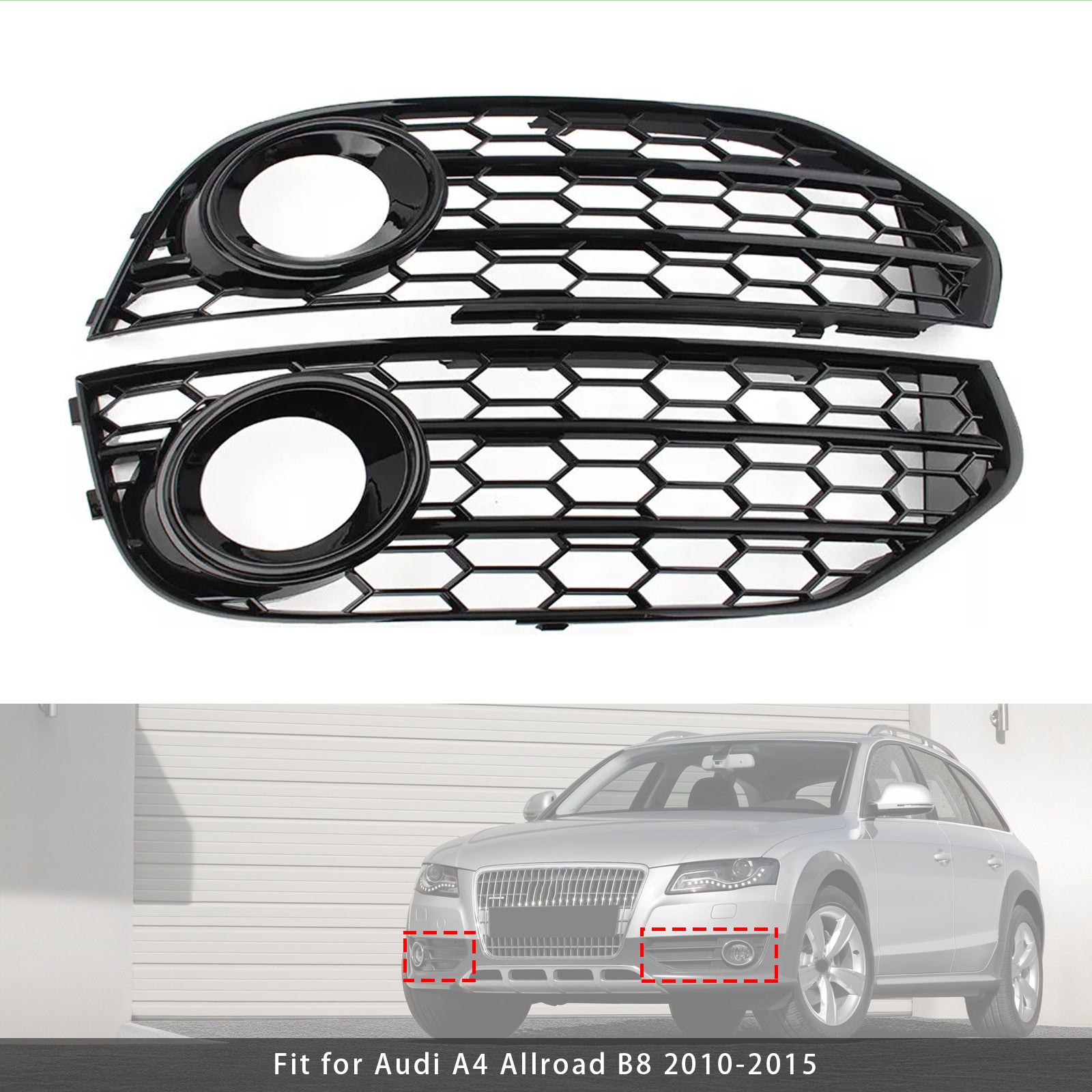Strong nesting mist beschermend rooster voor bumper Audi A4 Allroad B8 2010-2015, zwart