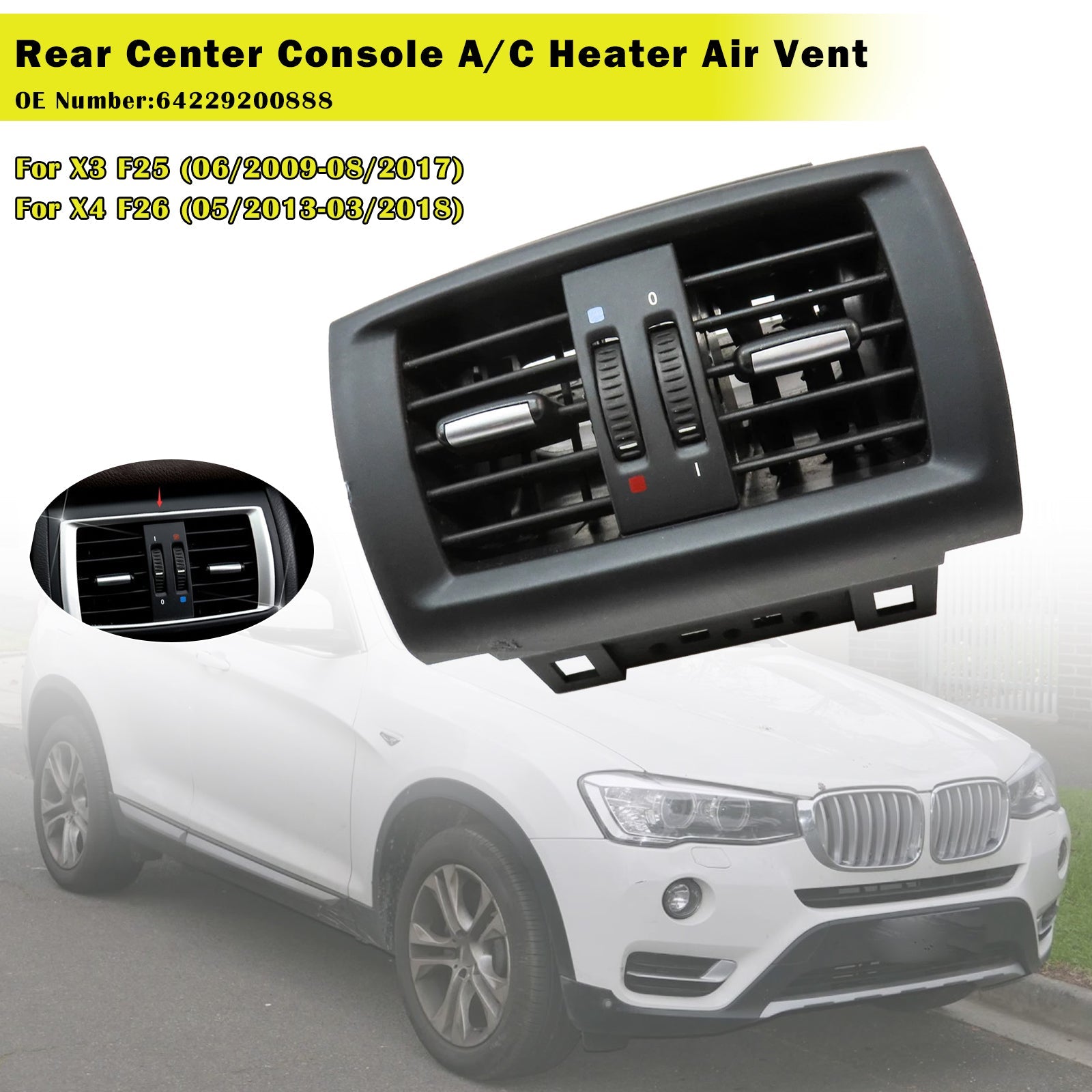 06/2009-08/2017 BMW X3 F25 Maska'prezračevanje zadnje sredinske konzole 64229200888