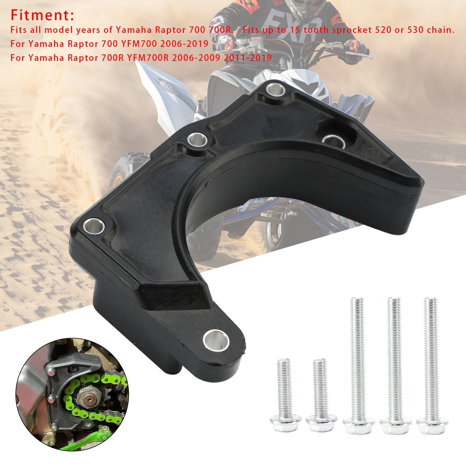 2006-2009 2011-2019 Yamaha Raptor 700R YFM700R Prévenir les supports cassés Kit de réparation d'économie de boîtier Chaîne en poly