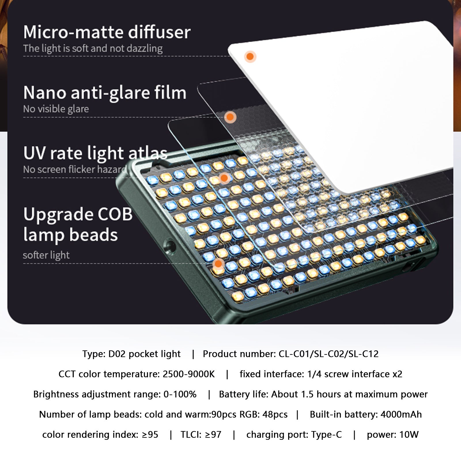 Kamera wideo D02 RGB Fill Light Telefon komórkowy Kolorowe światło wypełniające LED na żywo