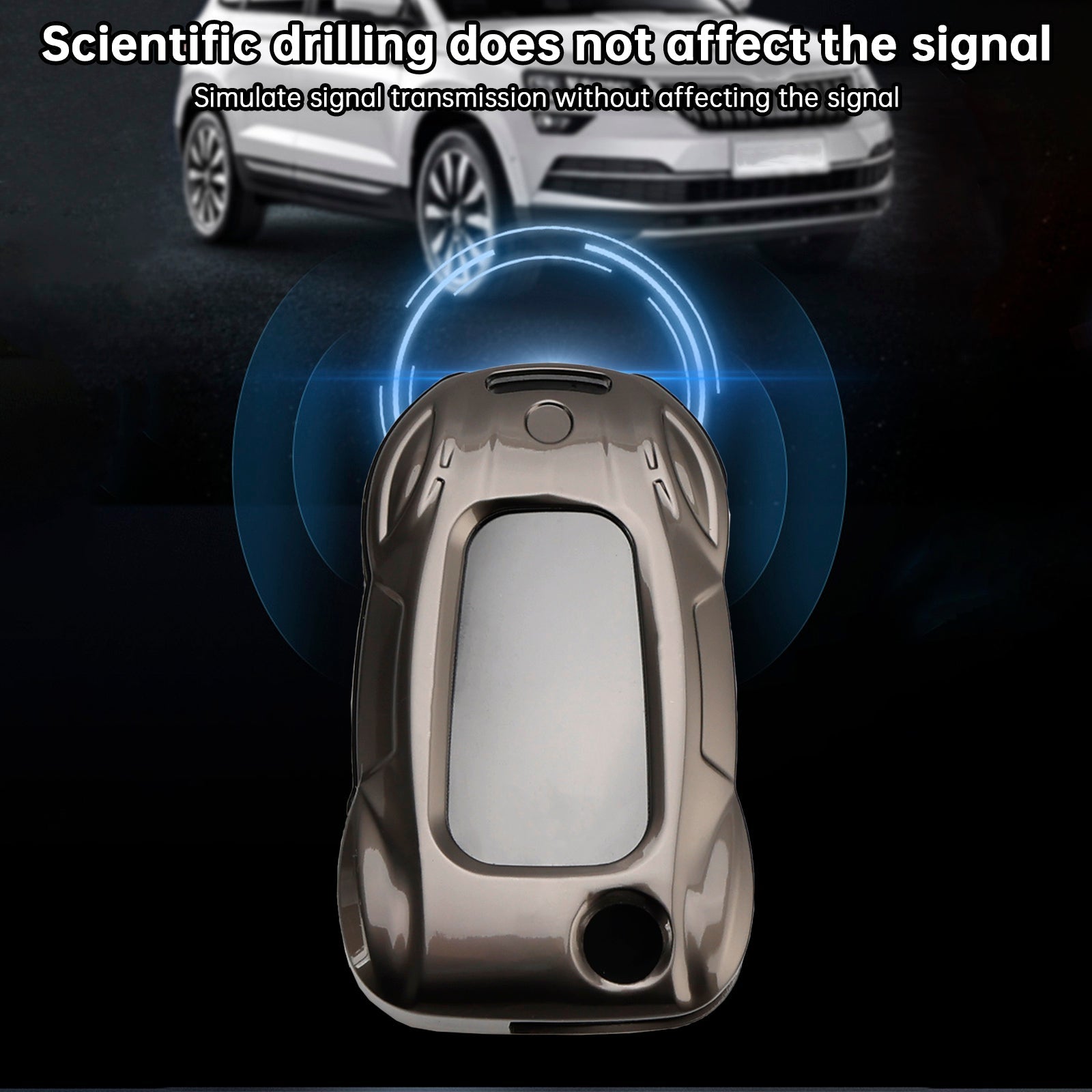 Funda para llaves de coche de piel gris y zinc para VW Polo Skoda, aleación de zinc y protección para llaves de coche.