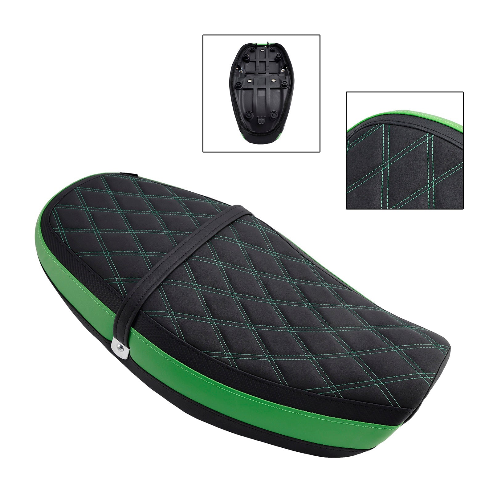 Przednie i tylne siodło pasażerskie z poduszką dla Kawasaki Z900RS 2018-2024, zielone