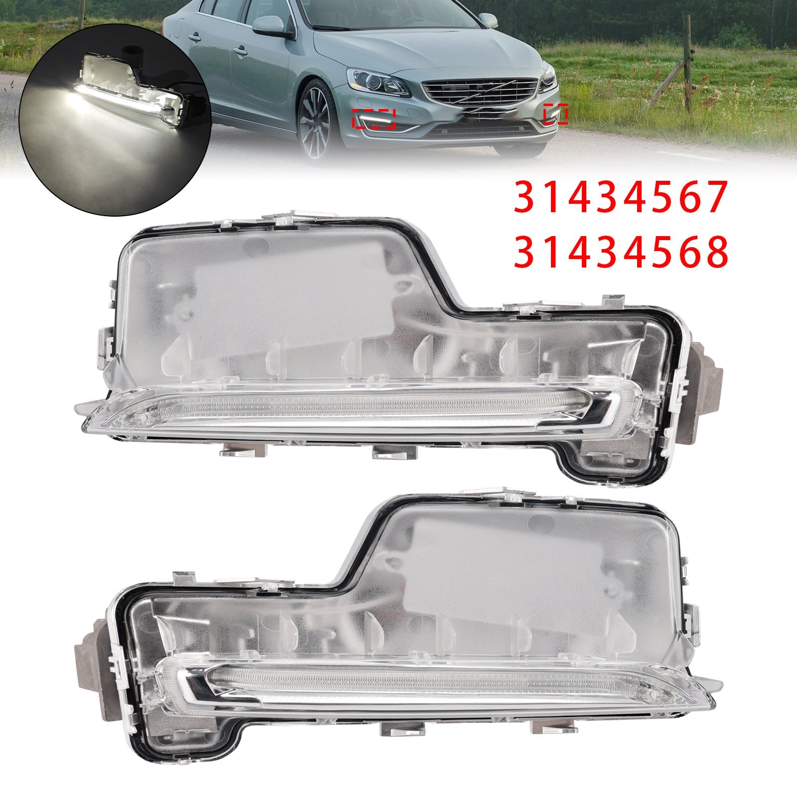 Volvo S60 (2014-2018) etusumuvalot (pari) - Osanumerot : 31434567 ja 31434568