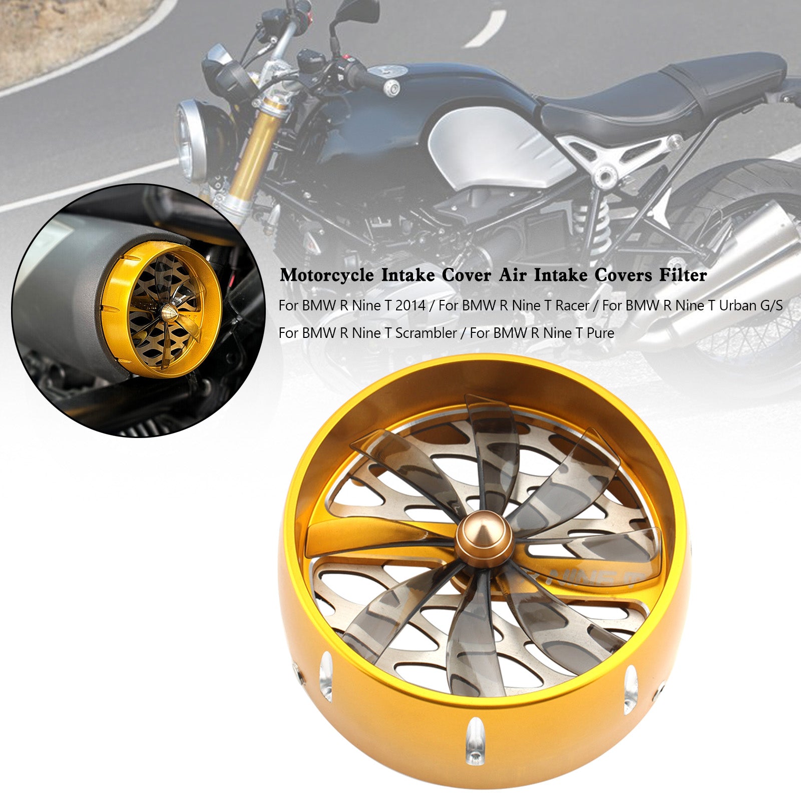 BMW R Nine T Nine T R9T Osłona wlotu powietrza Osłony wlotu powietrza Filtr złota