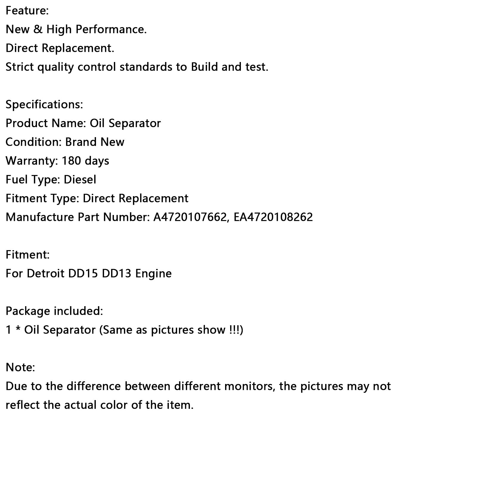 Detroit DD13 DD15 Separador de aceite Separador de ventilación del cárter A4720107662