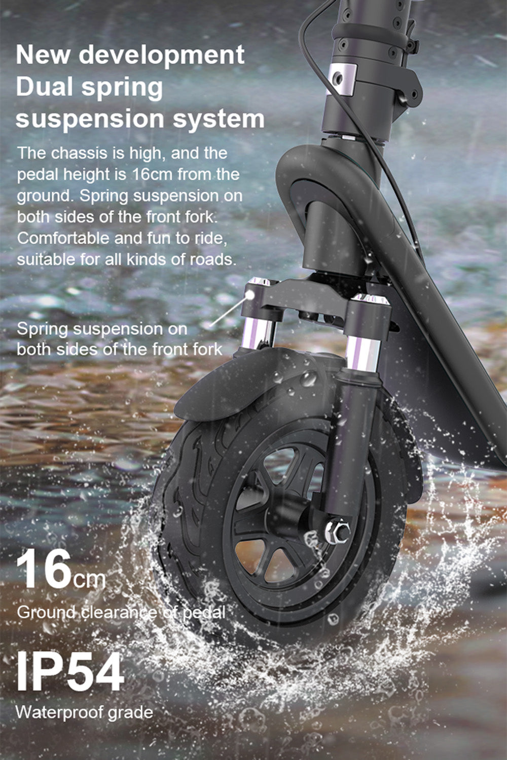 10-calowa składana hulajnoga elektryczna z napędem tylnym i amortyzacją ze stopu aluminium dla dorosłych