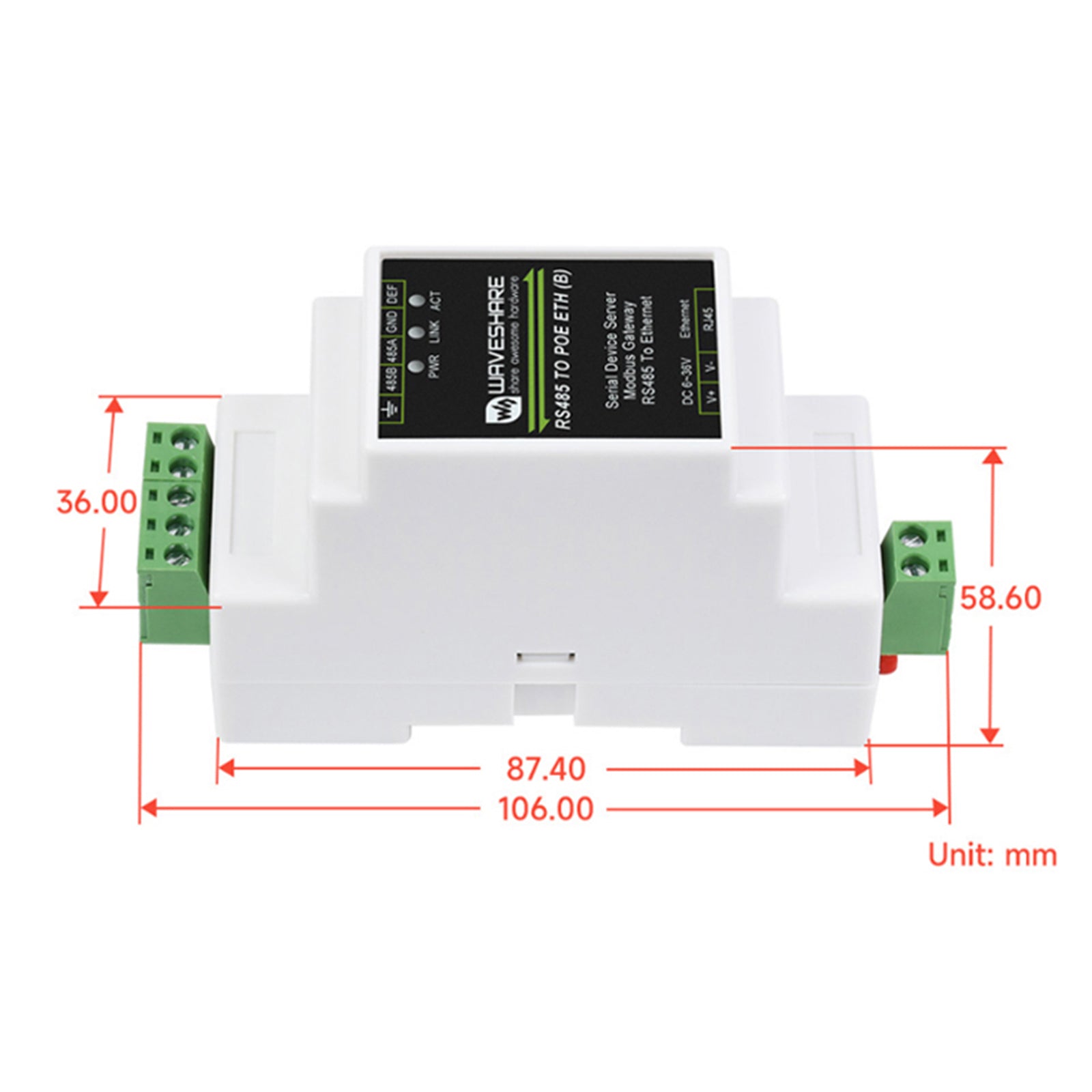 Module Ethernet RS485 vers RJ45 de qualité industrielle, serveur multi-hôte vers port série