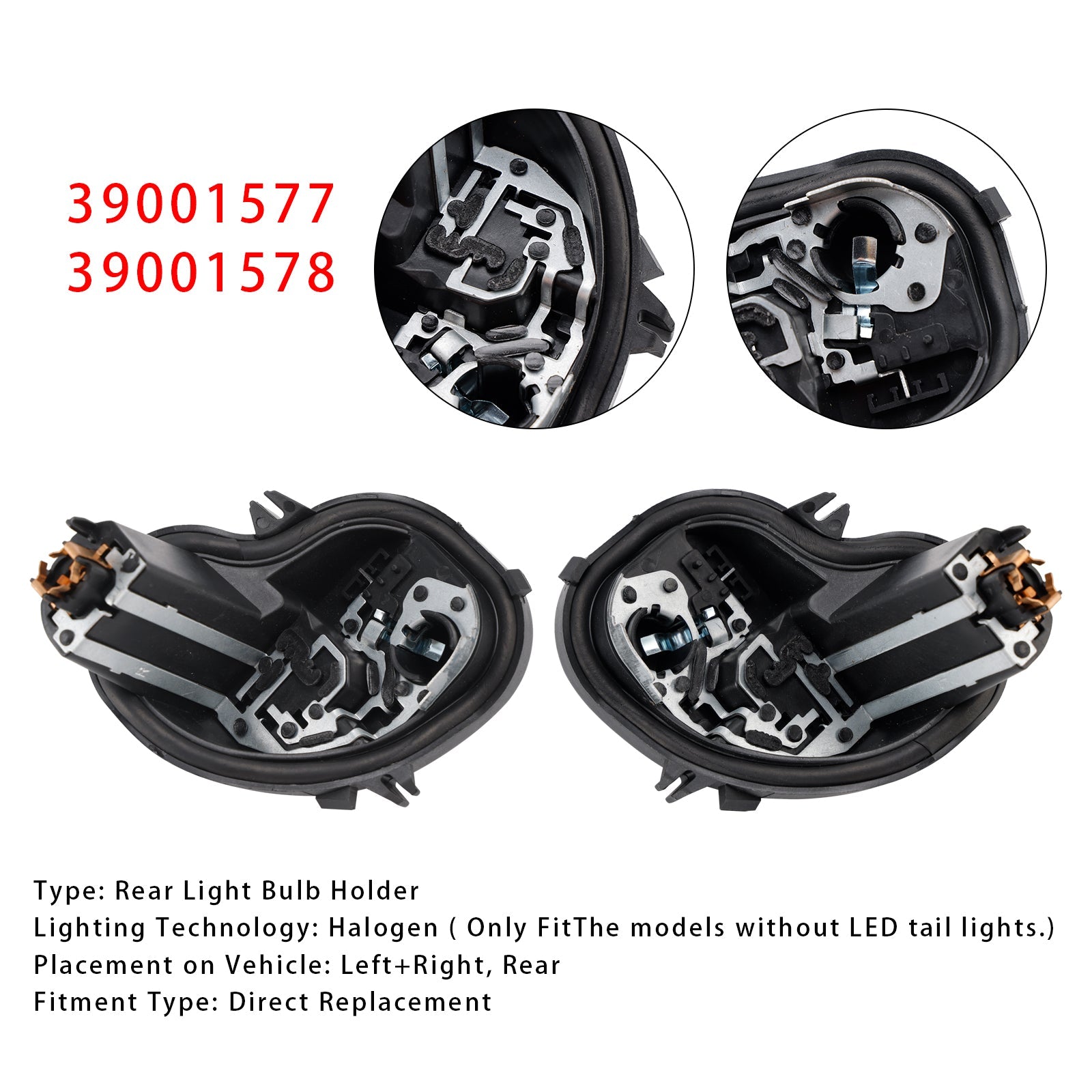 Supporto d&Lampadina fanale posteriore sinistro e destro per Opel Astra K 5 porte Hatchback 2016-2023 39001577 39001578