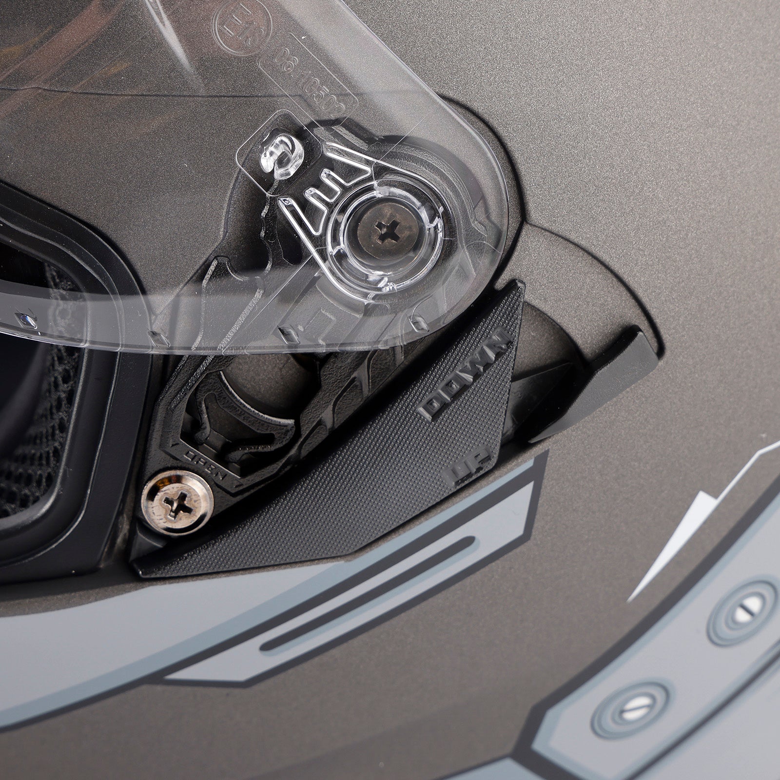 Zintegrowany kask motocyklowy dla dorosłych, szary i biały