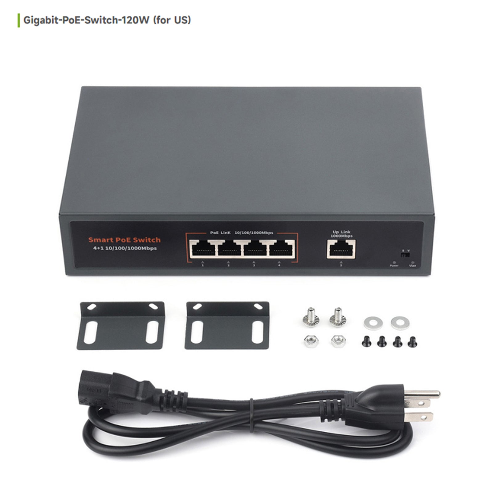 Przełącznik Gigabit Ethernet Poe o mocy 120 W. Port 10/100/1000M Adaptacyjny Plug Play 4 sieci