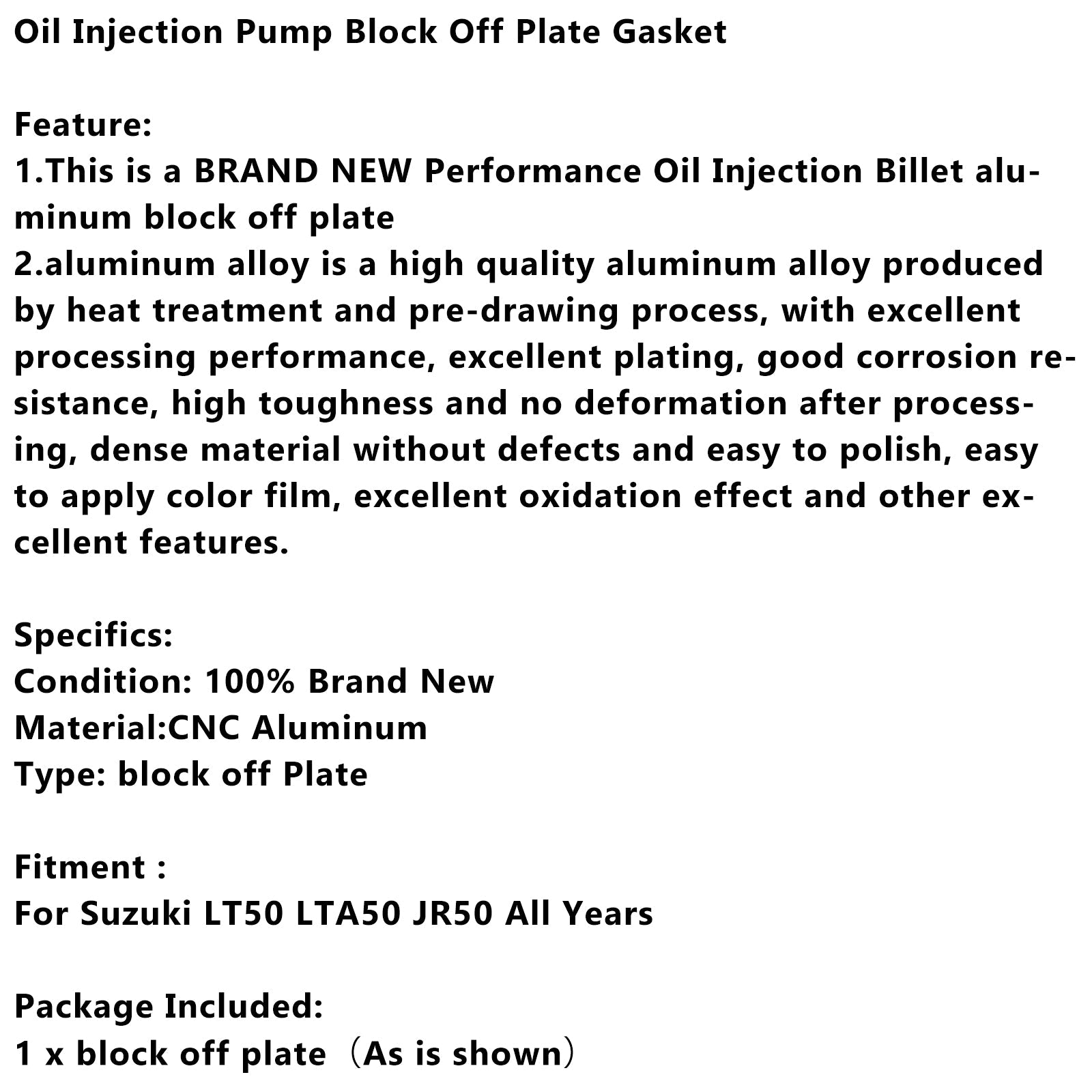 Joint de plaque de blocage de pompe d'injection d'huile pour Suzuki LT50 LTA50 JR50 toutes années