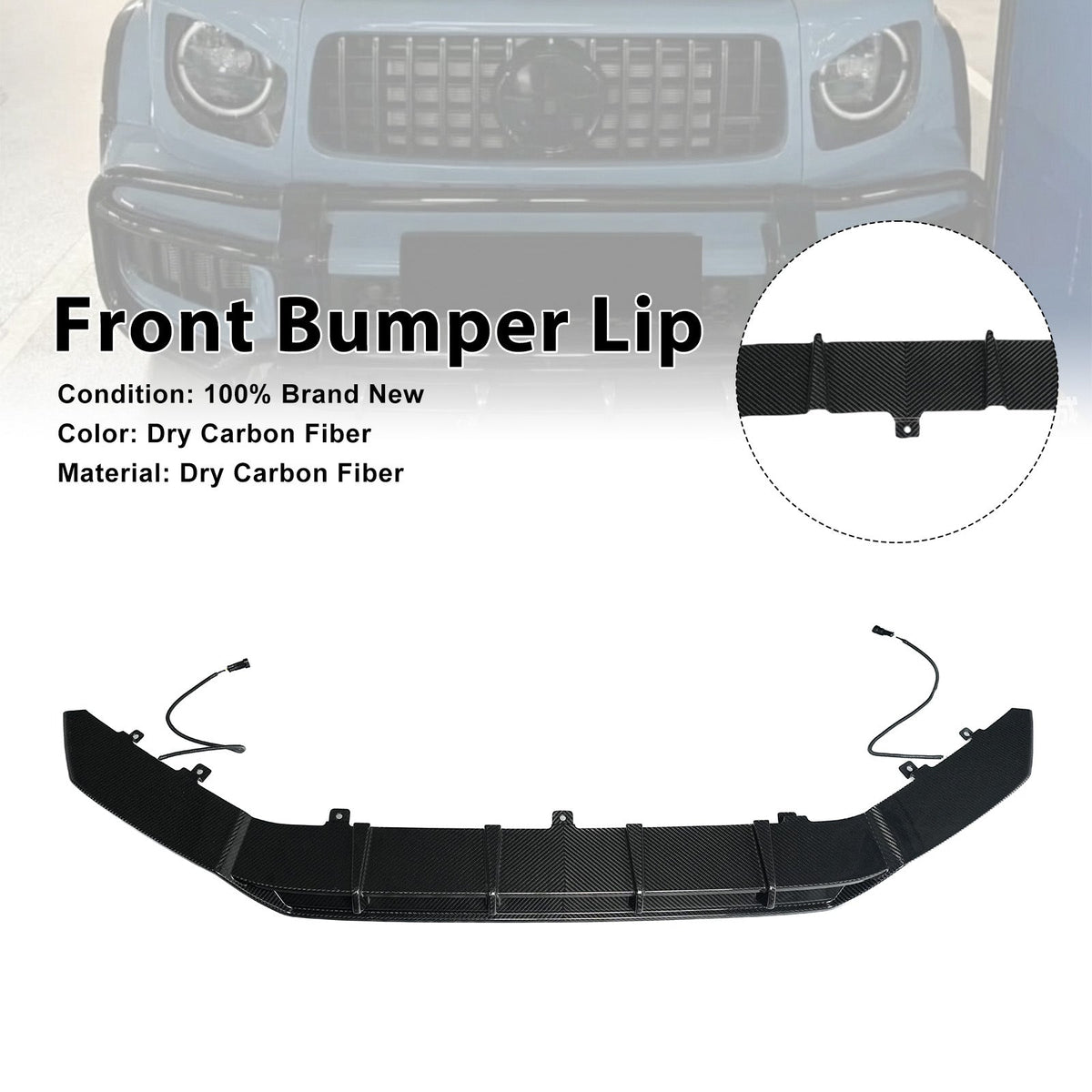 Diffusore anteriore in fibra di carbonio a secco compatibile con Mercedes-Benz Classe G W465 (dal 2025)