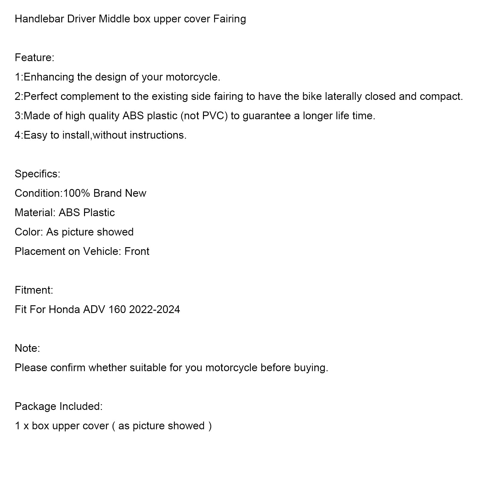 2023-2024 Honda Adv 160 Pilot kierownica centralna skrzynka