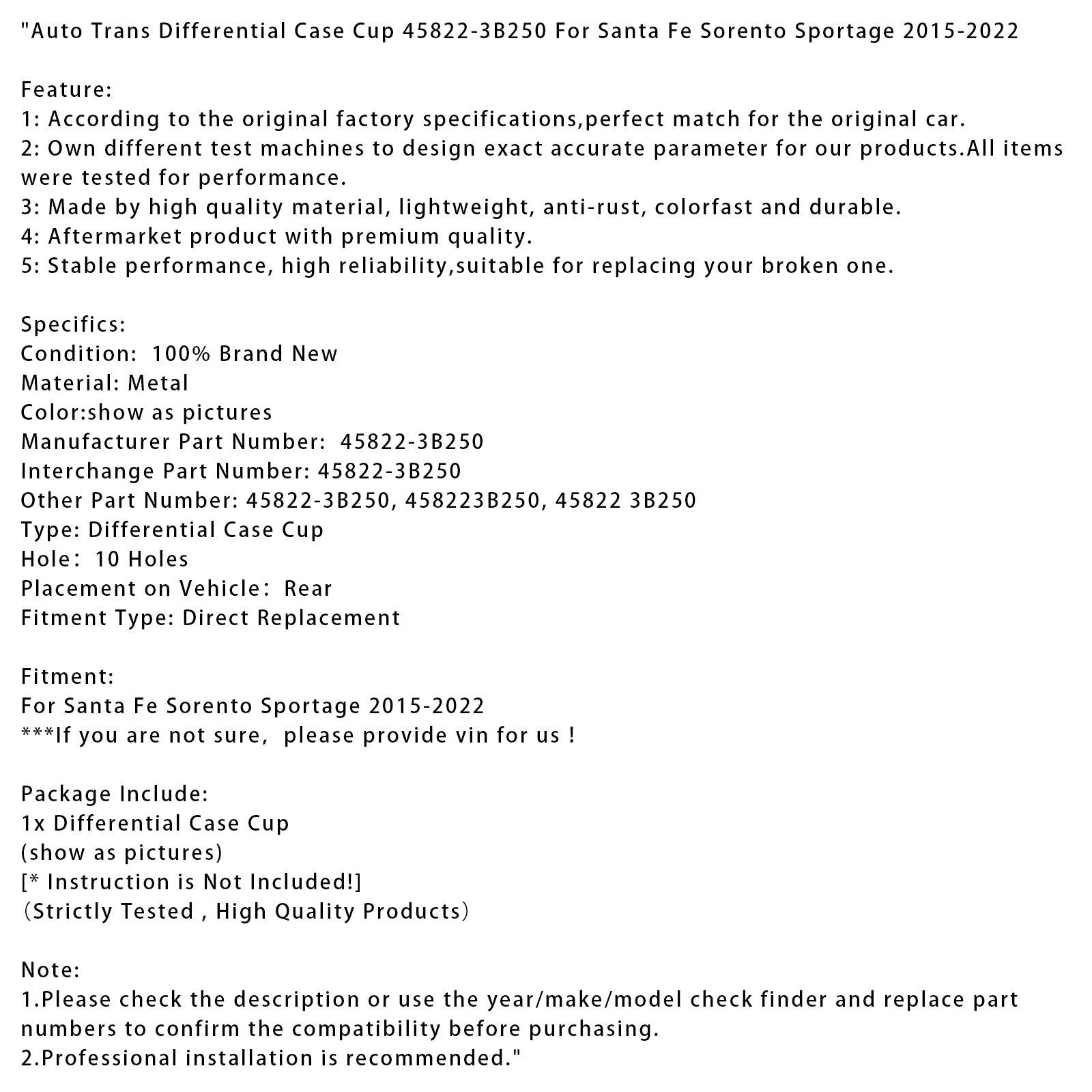 Santo Fe Sorento Sportage 2015-2022 Cup 45822-3B250