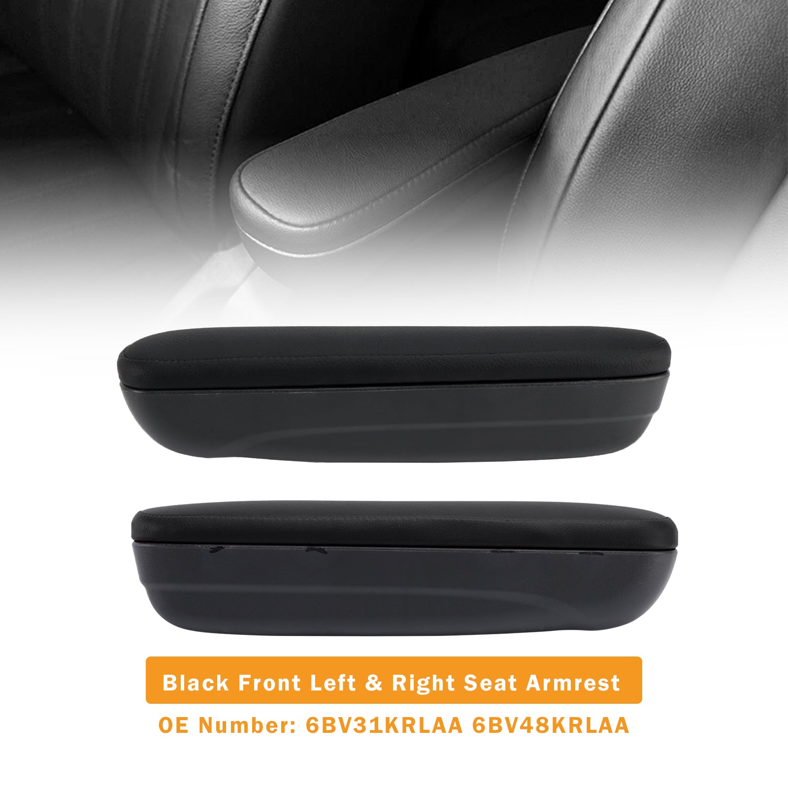 Black links en rechter armleuningen voor Fiat 500 Abarth 2016-2019 6BV31KRA