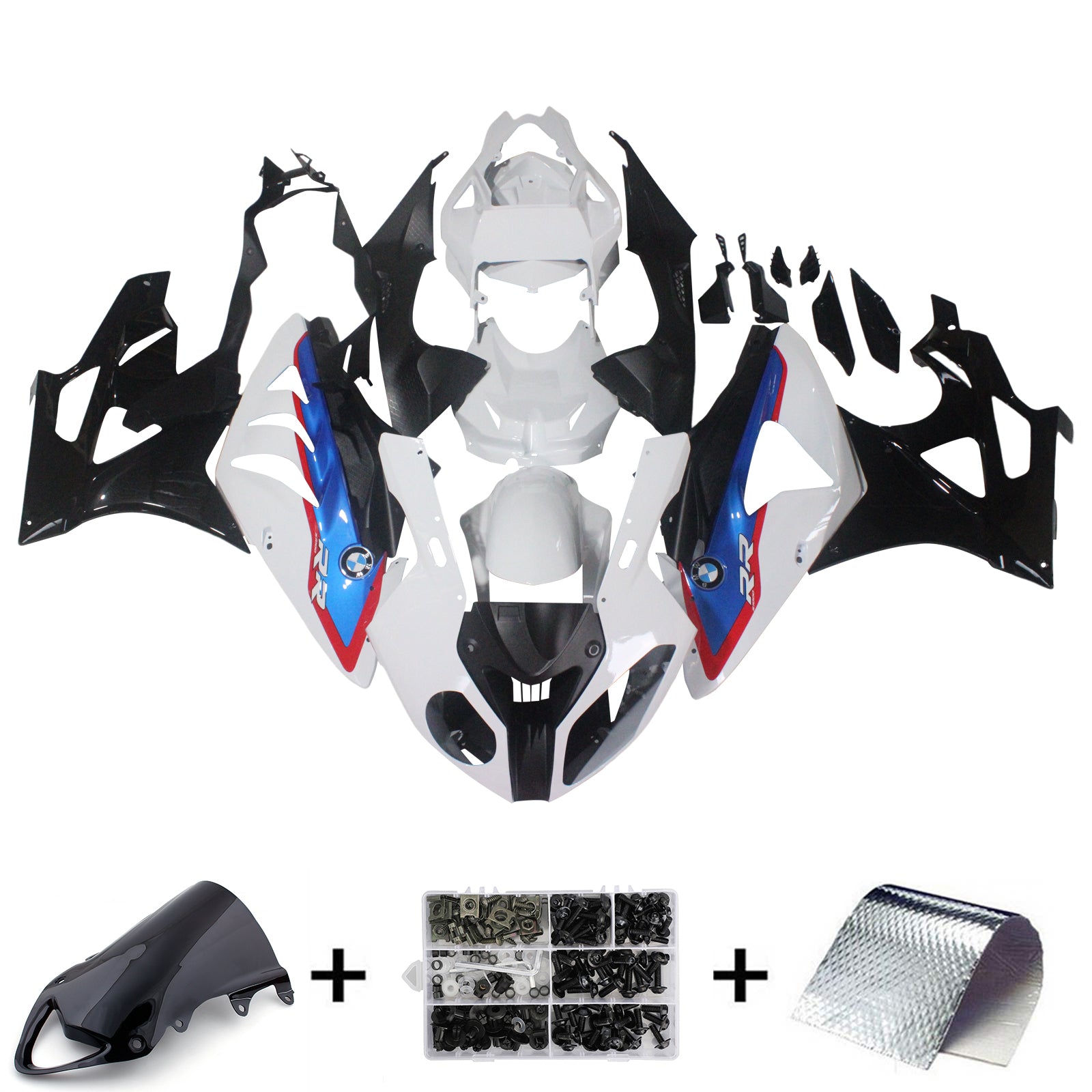 Carenados Amotopart para BMW S1000RR 2009-2014 Blanco Negro SRR Genérico