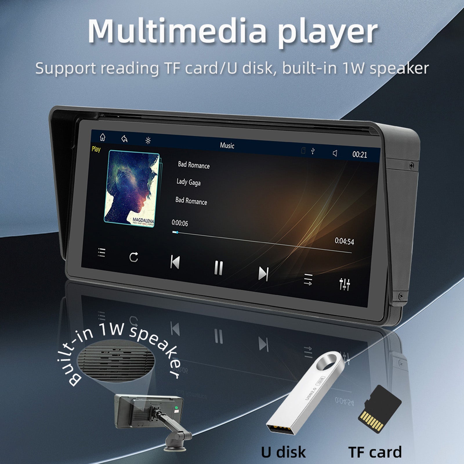 10,26 palčni avtomobil MP5 predvajalnik FM Bluetooth FM oddajnik za CarPlay 4 LED kamere brezžično