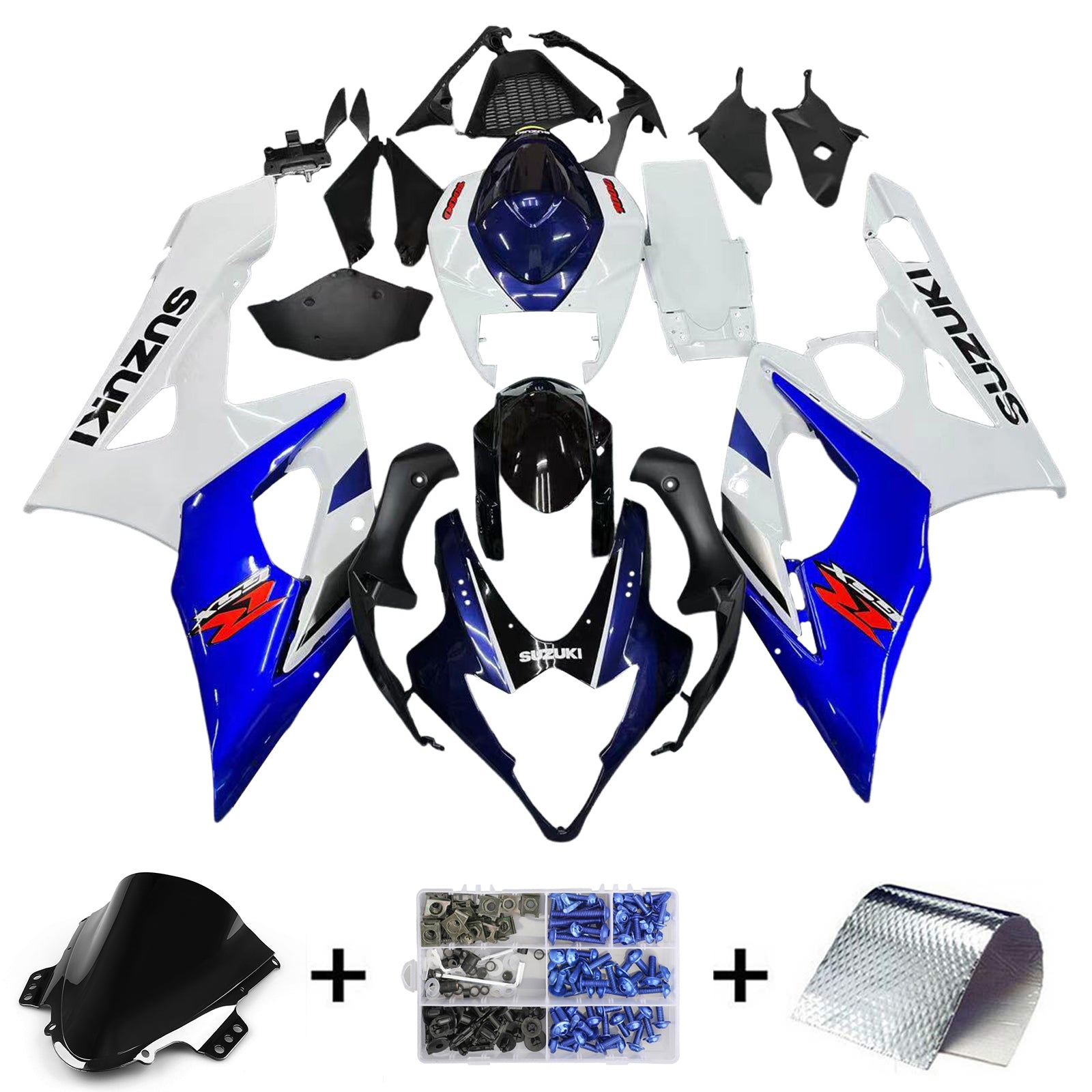 Owiewki Amotopart 2005-2006 Suzuki GSXR 1000 Biało-niebieskie GSXR Generic