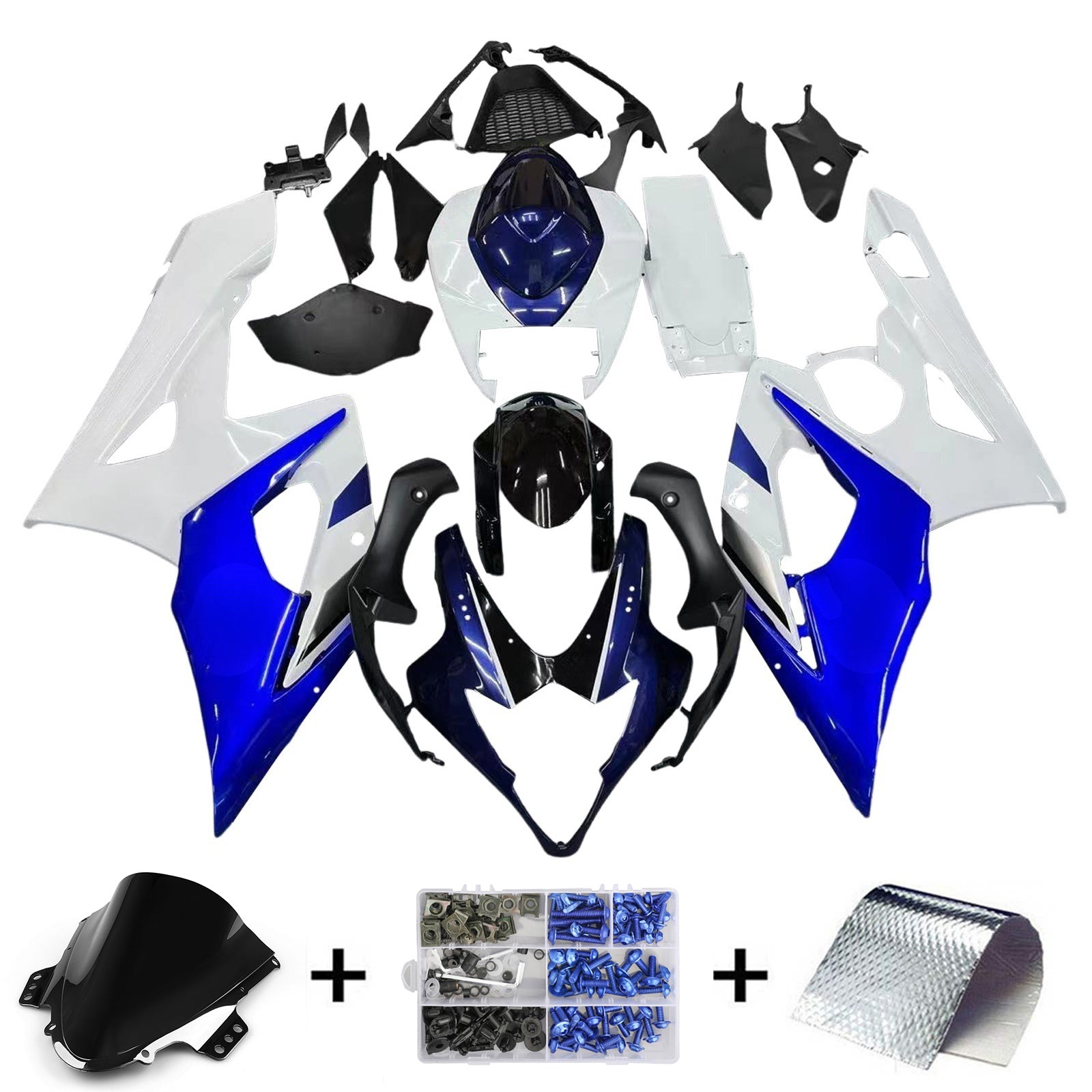Amotopart Carénages 2005-2006 Suzuki GSXR 1000 Bleu Bleu GSXR Generico