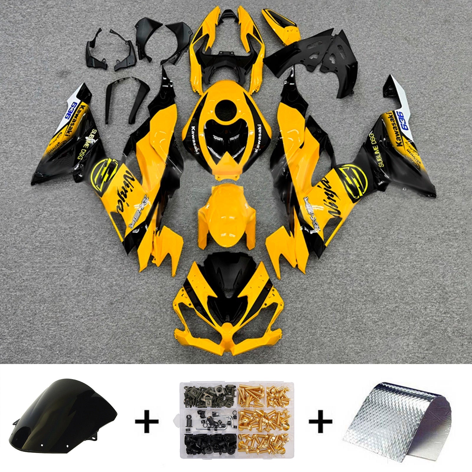 Kit de carénage injecté en plastique ABS compatible avec Kawasaki ZX6R 2019-2023