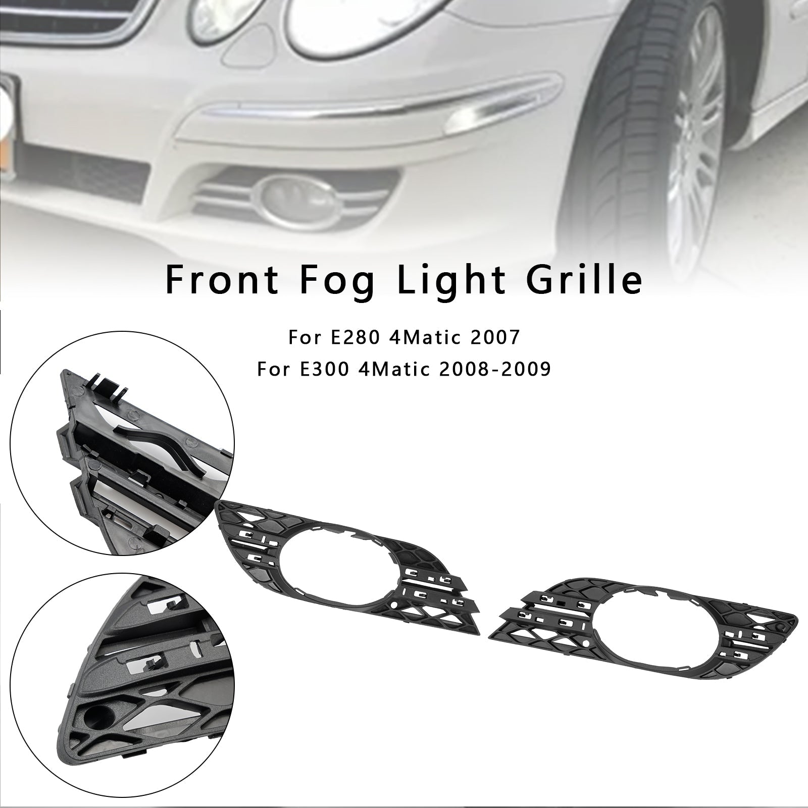 Ensemble de garnitures de phares antibrouillard de base 2 pièces pour Mercedes Benz Classe E W211 E63 2007-2009 2118850822 MB1038115