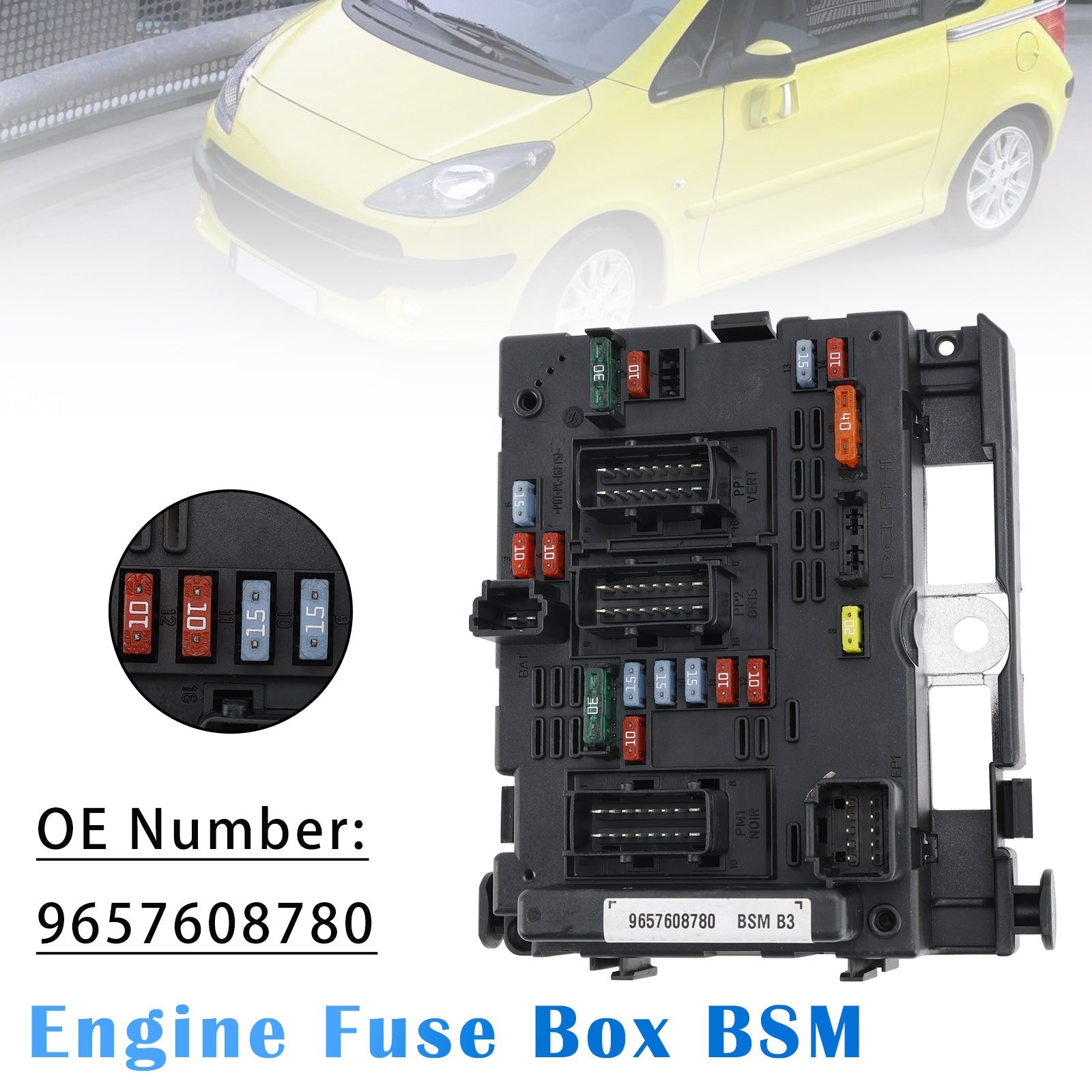 Boîte à fusibles du calculateur moteur pour Citroën C2 C3 I II C3 Picasso DS3 9657608780