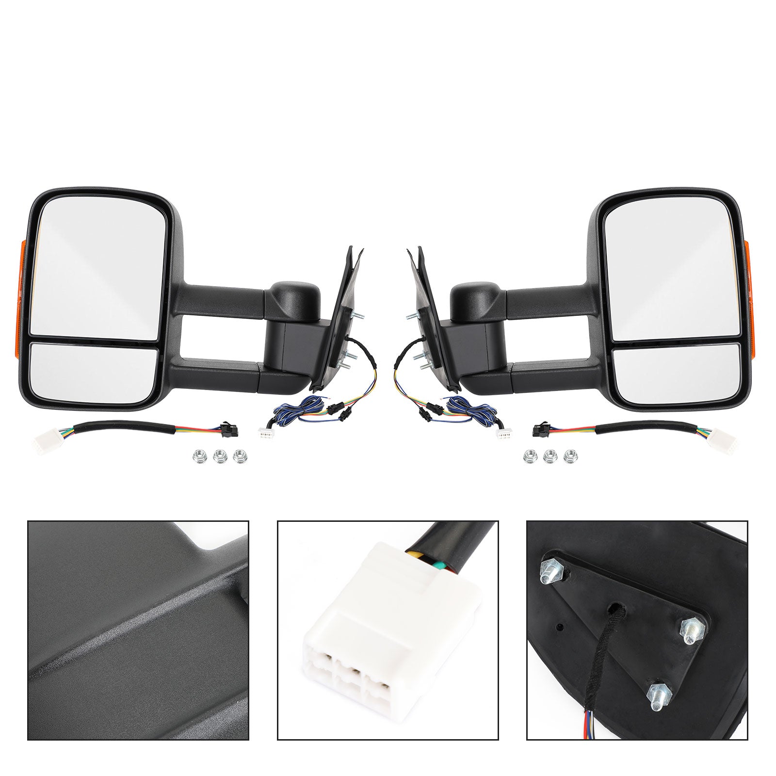 Pair of Electric Extendable Towing Mirrors Pour Toyota Hilux 2005-2011 Black